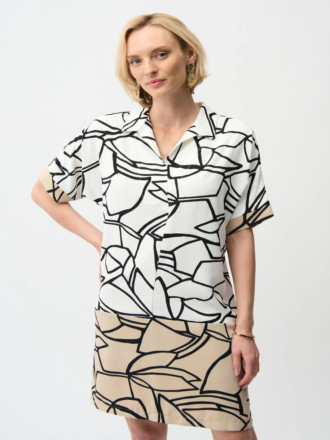 Joseph Ribkoff Mini Shift Dress In Vanilla/Multi 261087