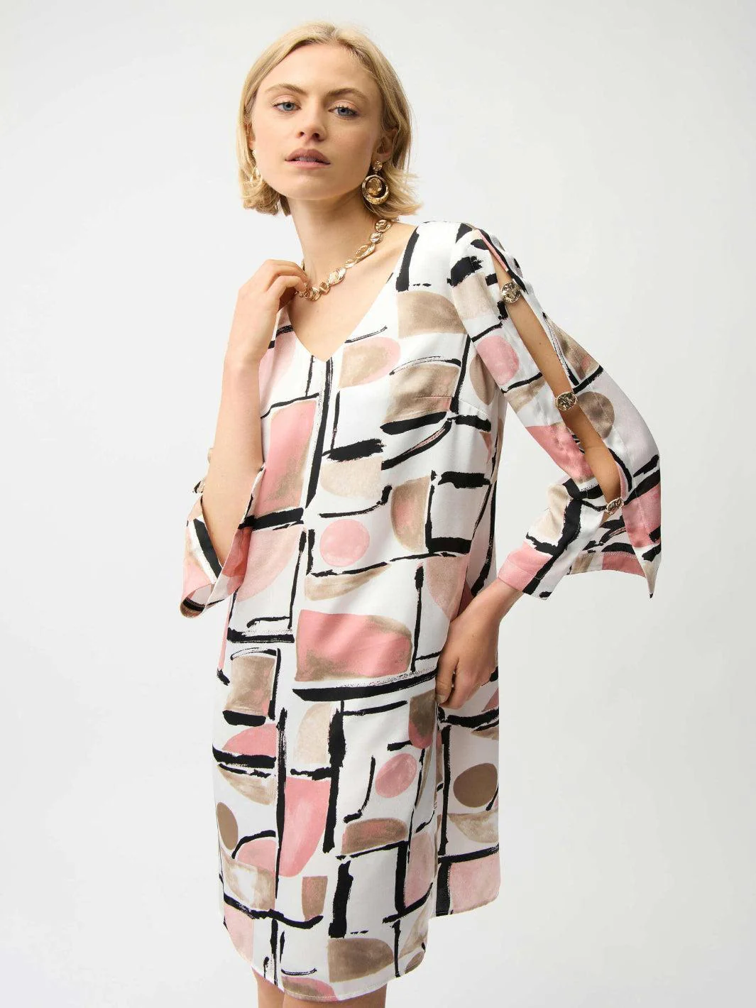 Joseph Ribkoff Mini Shift Dress In Vanilla/Multi 261258