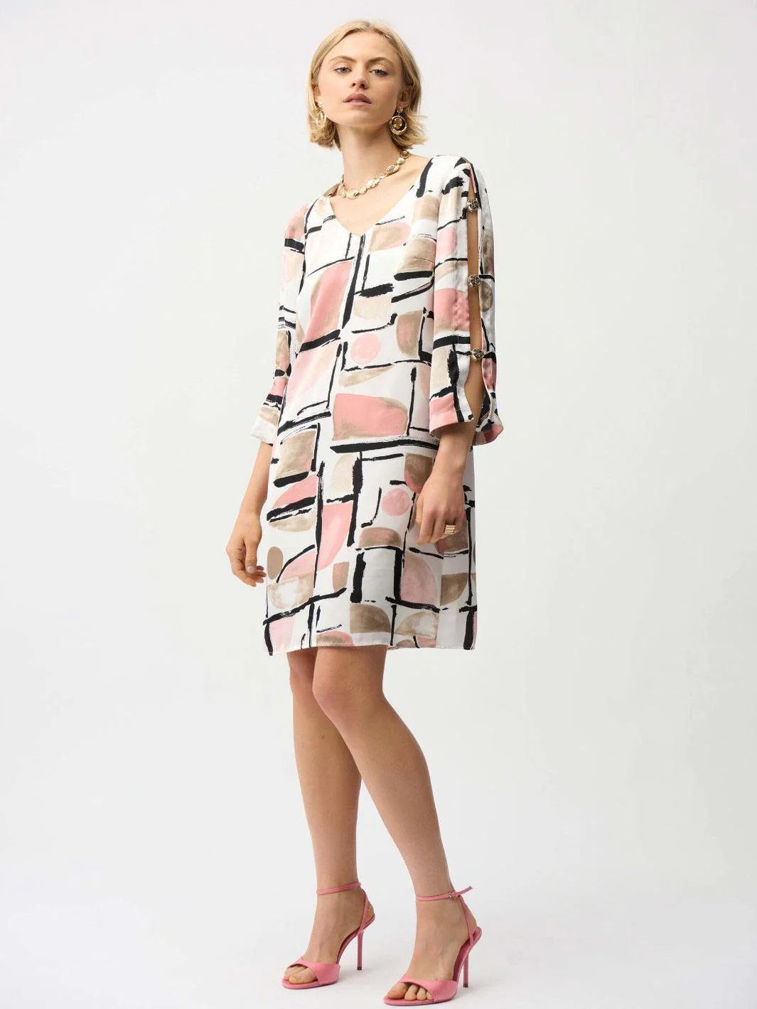 Joseph Ribkoff Mini Shift Dress In Vanilla/Multi 261258 - Image 2