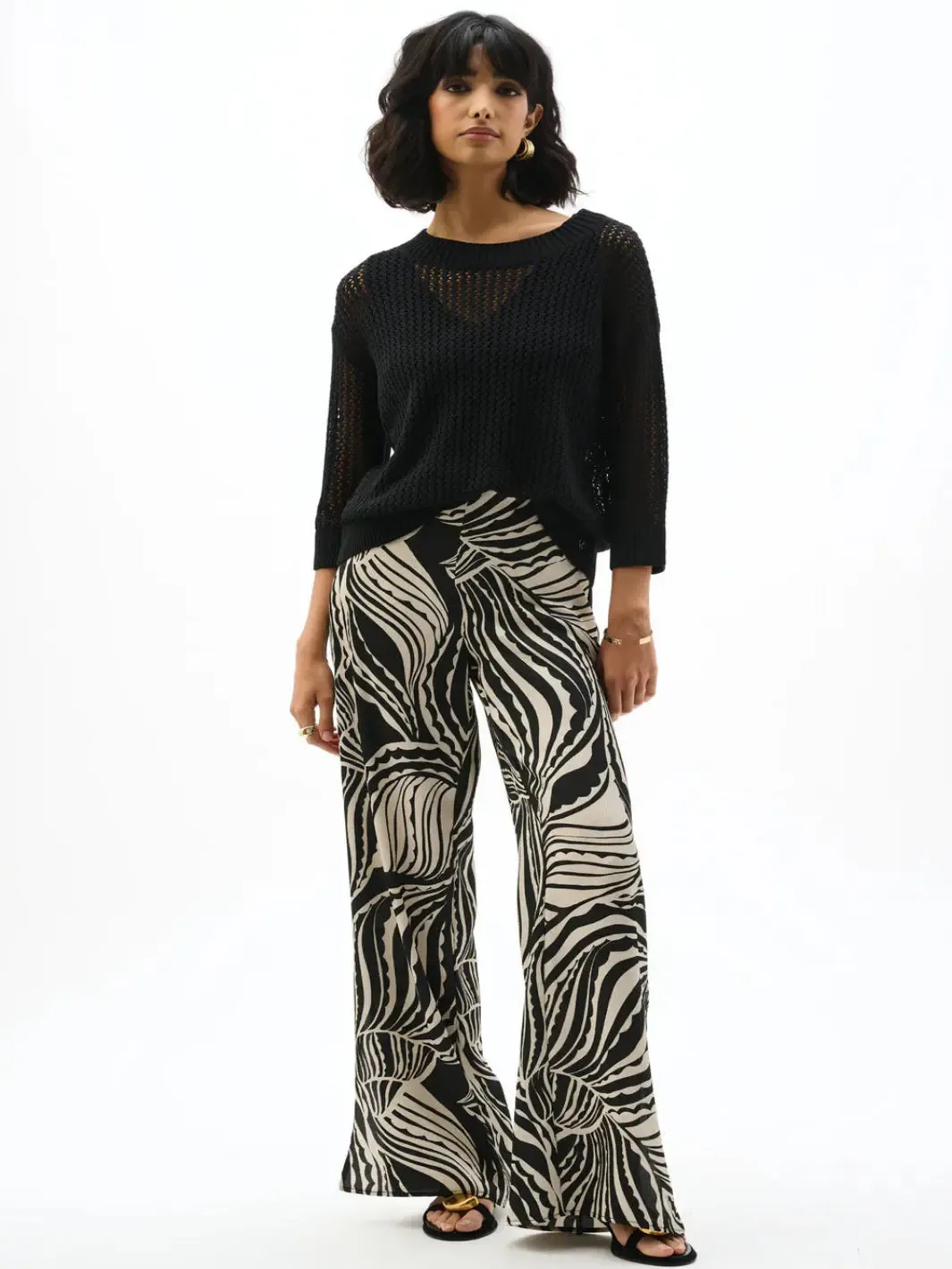 Joseph Ribkoff Open Knit Sweater In Black 262976 - Image 2