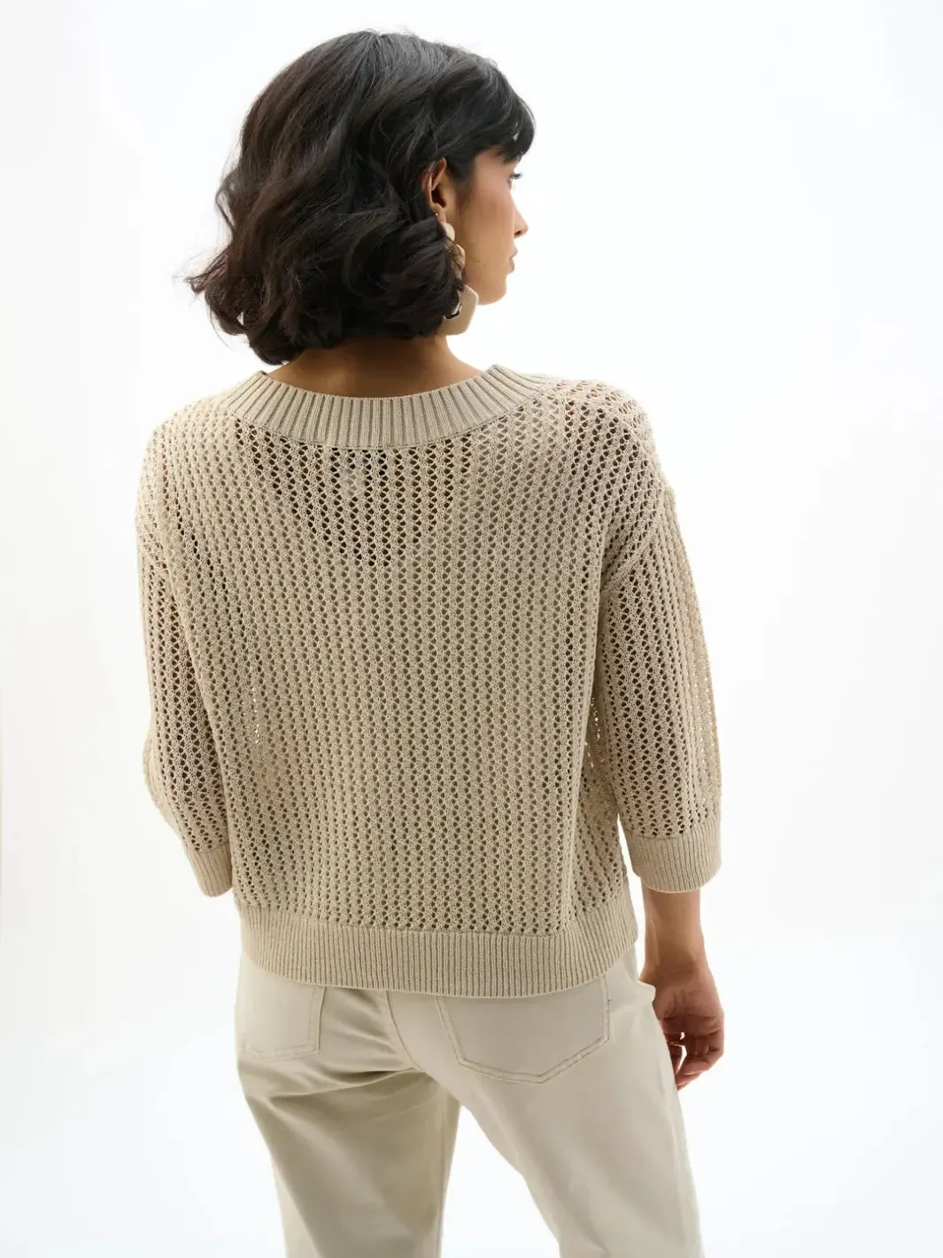 Joseph Ribkoff Open Knit Sweater In Moonstone 262976 - Image 4