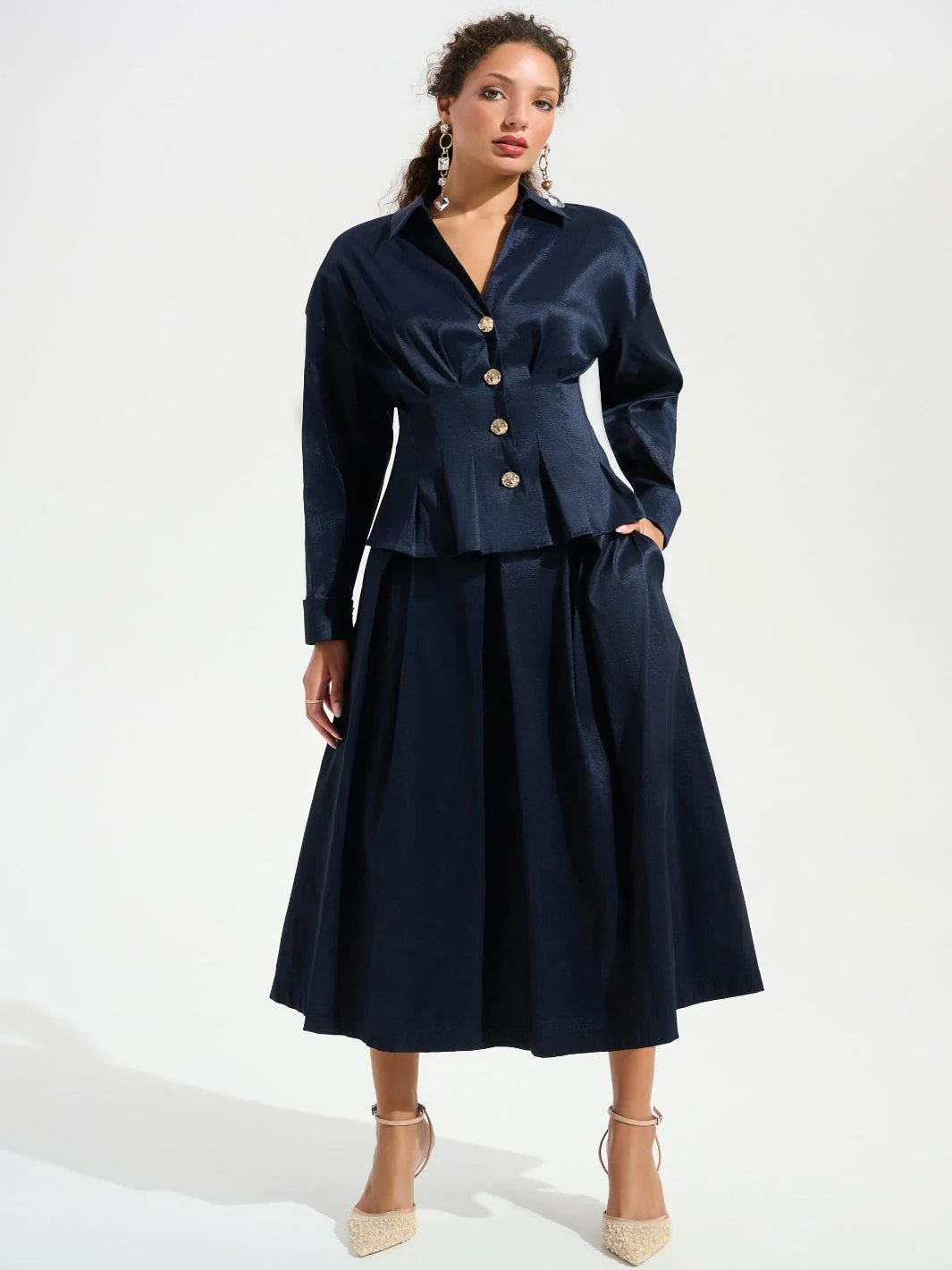 Joseph Ribkoff Peplum Blouse In Midnight Blue 261742