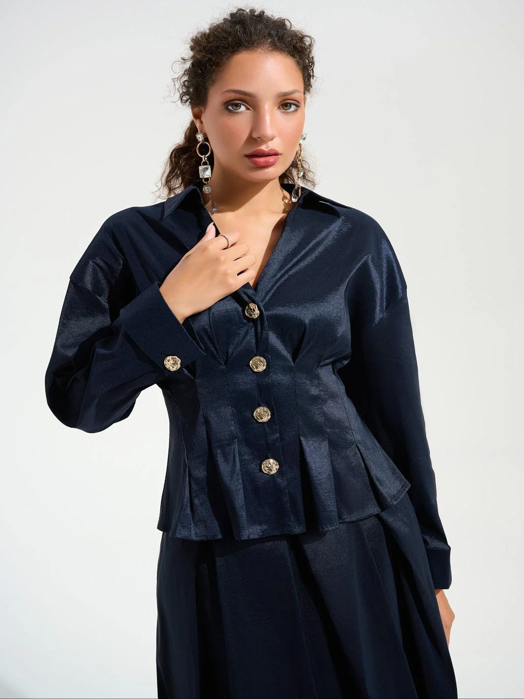 Joseph Ribkoff Peplum Blouse In Midnight Blue 261742 - Image 2