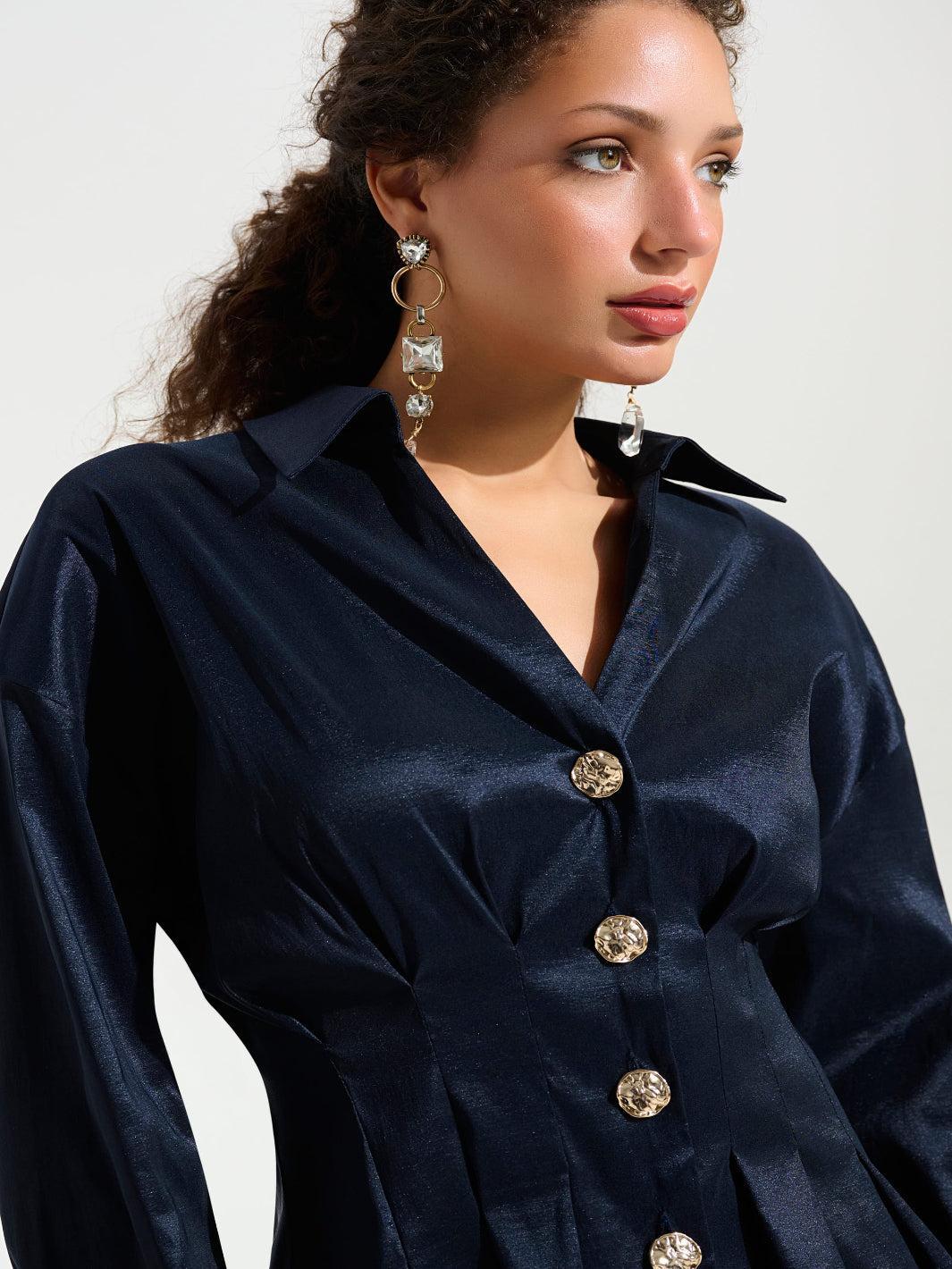 Joseph Ribkoff Peplum Blouse In Midnight Blue 261742 - Image 3