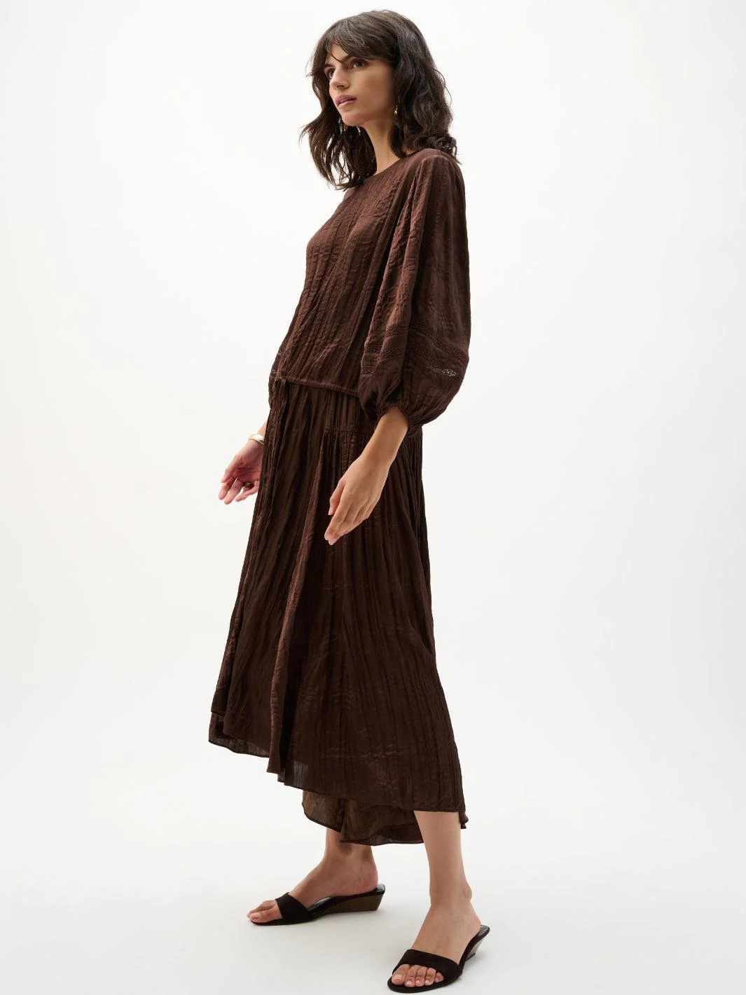 Joseph Ribkoff Pleated Skirt In Mahogony 262960 - Image 3