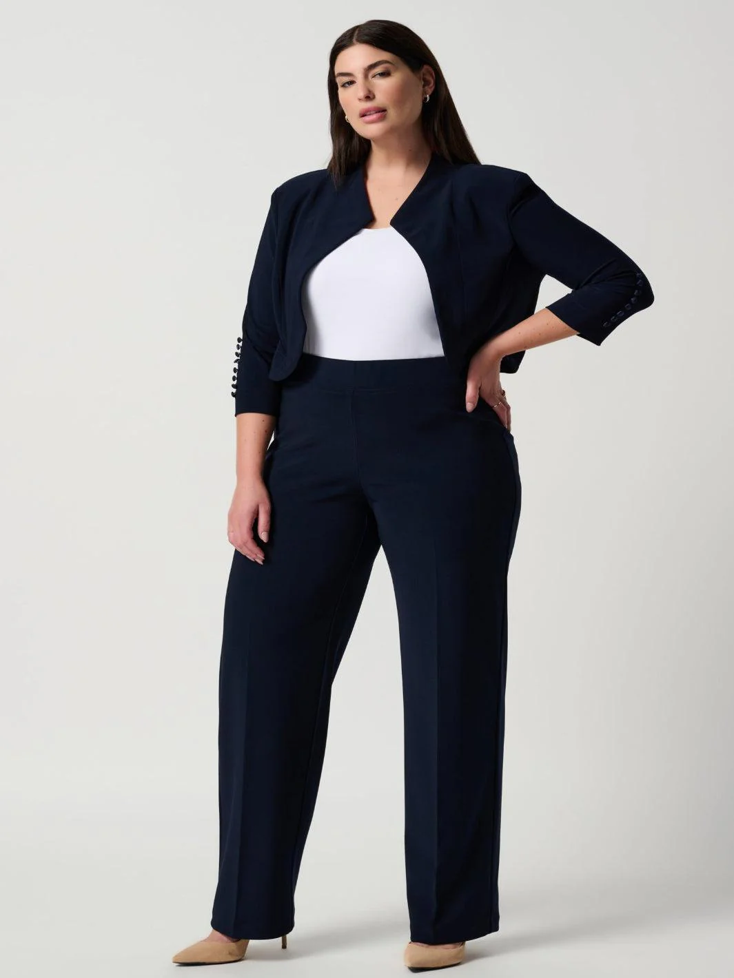 Joseph Ribkoff Pleated Straight Leg Pants In Midnight Blue 153088NOS