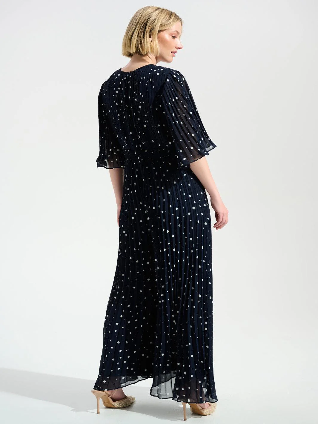 Joseph Ribkoff Polka-dot Jumpsuit In Midnight Blue/Vanilla 261756 - Image 3