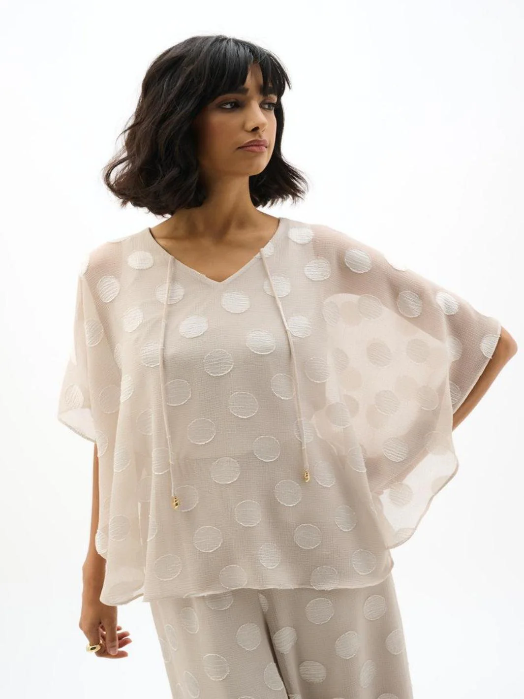 Joseph Ribkoff Polka Dot Top In Moonstone 262258 - Image 2