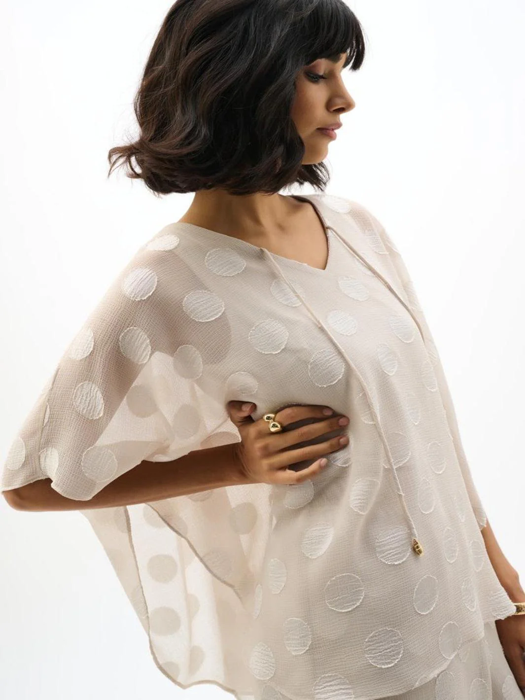 Joseph Ribkoff Polka Dot Top In Moonstone 262258 - Image 3