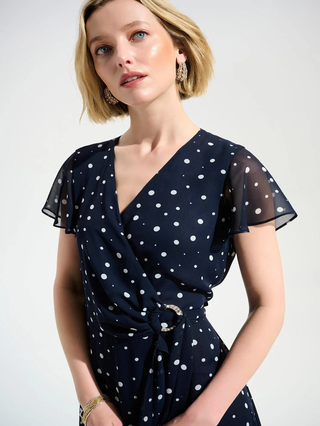 Joseph Ribkoff Print Wrap Dress In Midnight Blue/Vanilla 261739 - Image 2