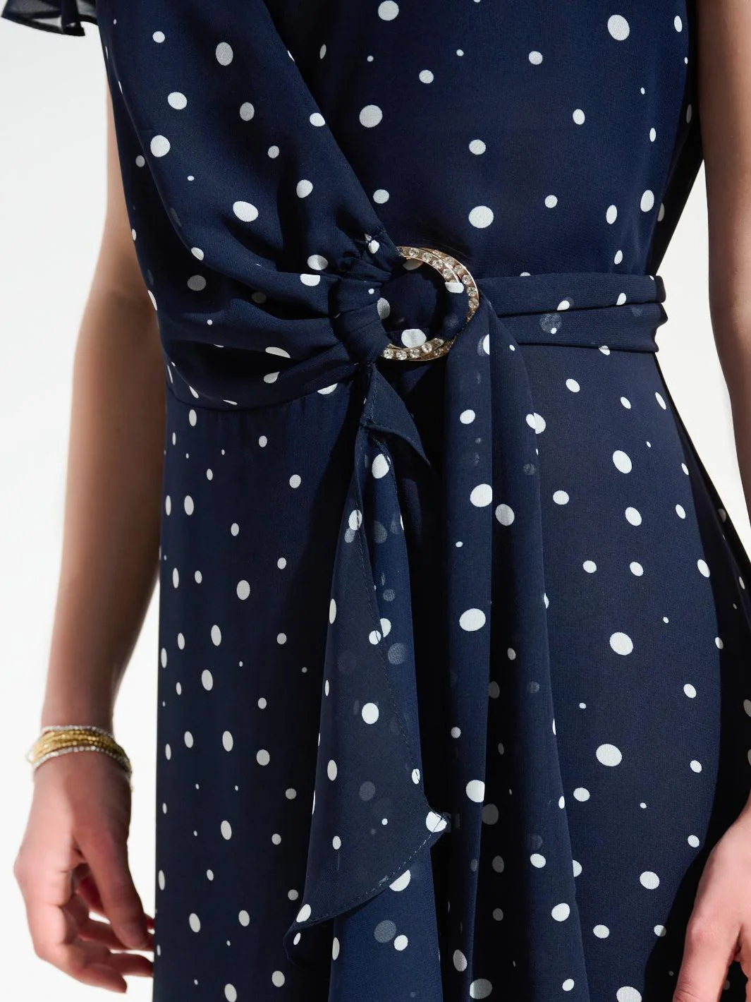 Joseph Ribkoff Print Wrap Dress In Midnight Blue/Vanilla 261739 - Image 3