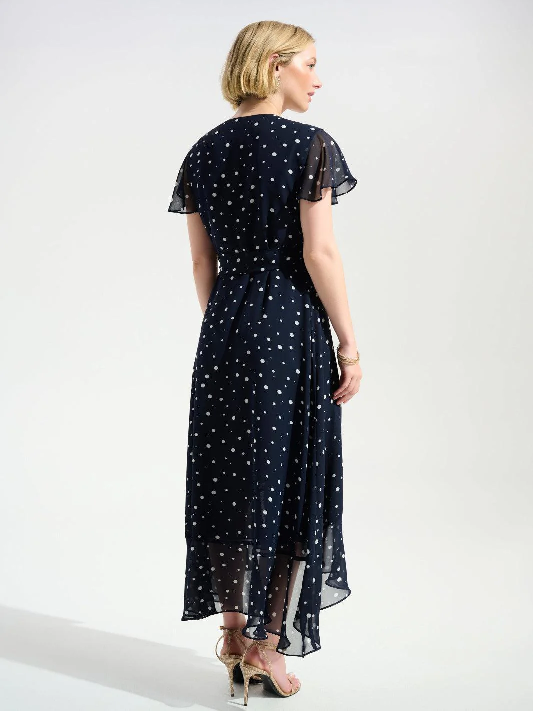 Joseph Ribkoff Print Wrap Dress In Midnight Blue/Vanilla 261739 - Image 4