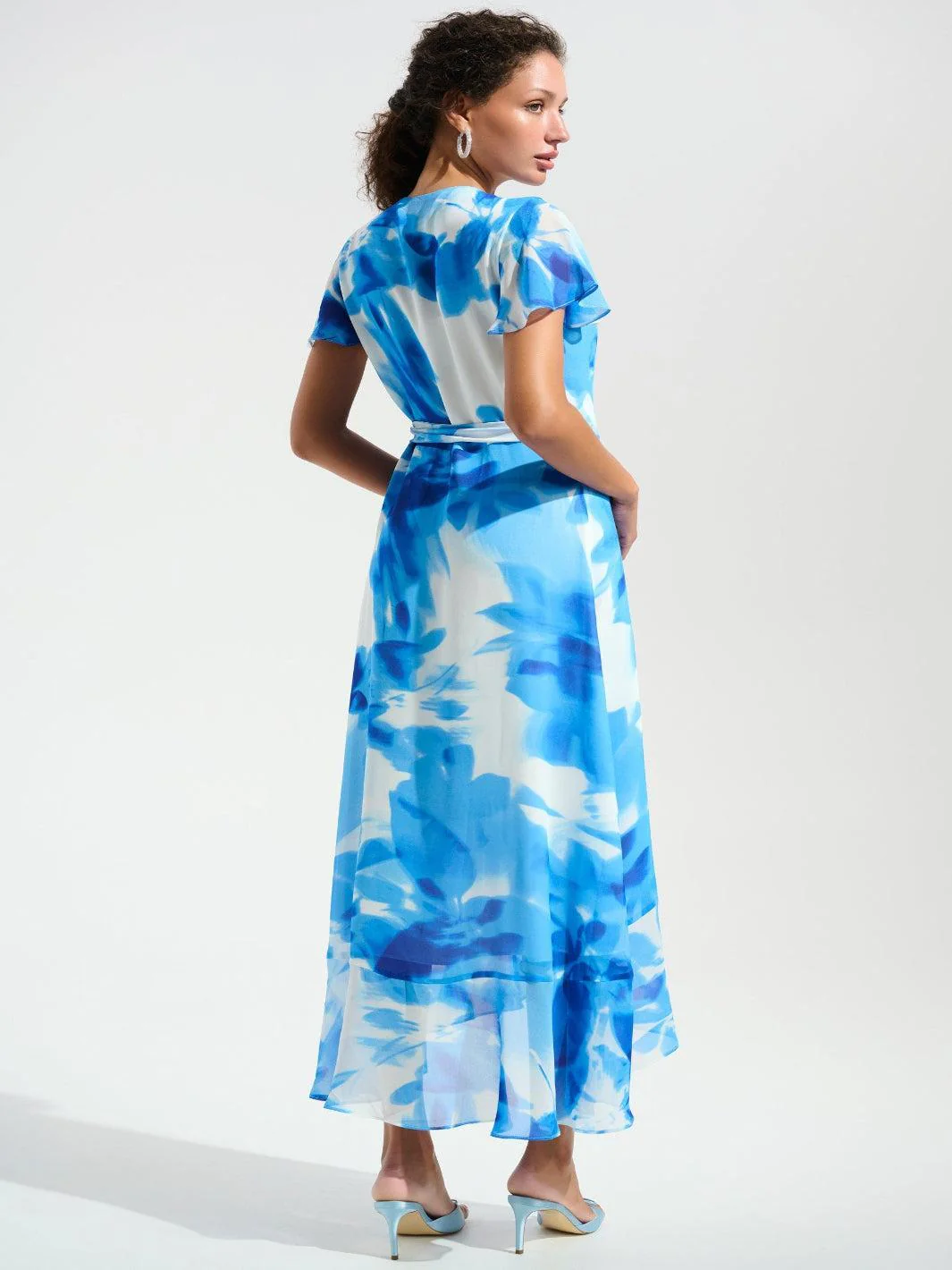 Joseph Ribkoff Print Wrap Dress In Vanilla/Blue 261739 - Image 4