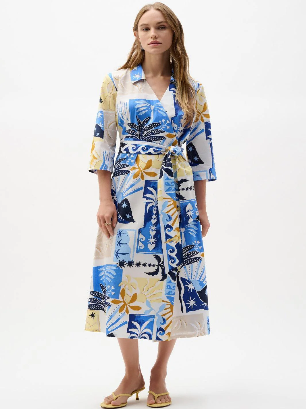 Joseph Ribkoff Printed Wrap Dress In Vanilla/Multi 262225 - Image 2
