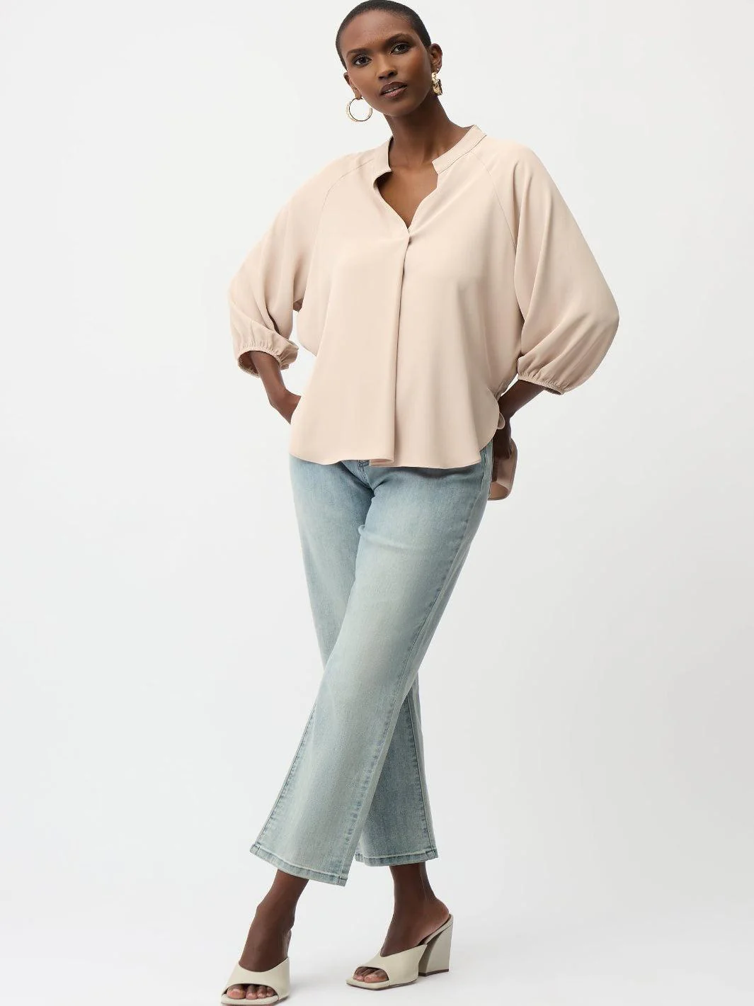Joseph Ribkoff Puff-sleeve Top In Beige 261076 - Image 2