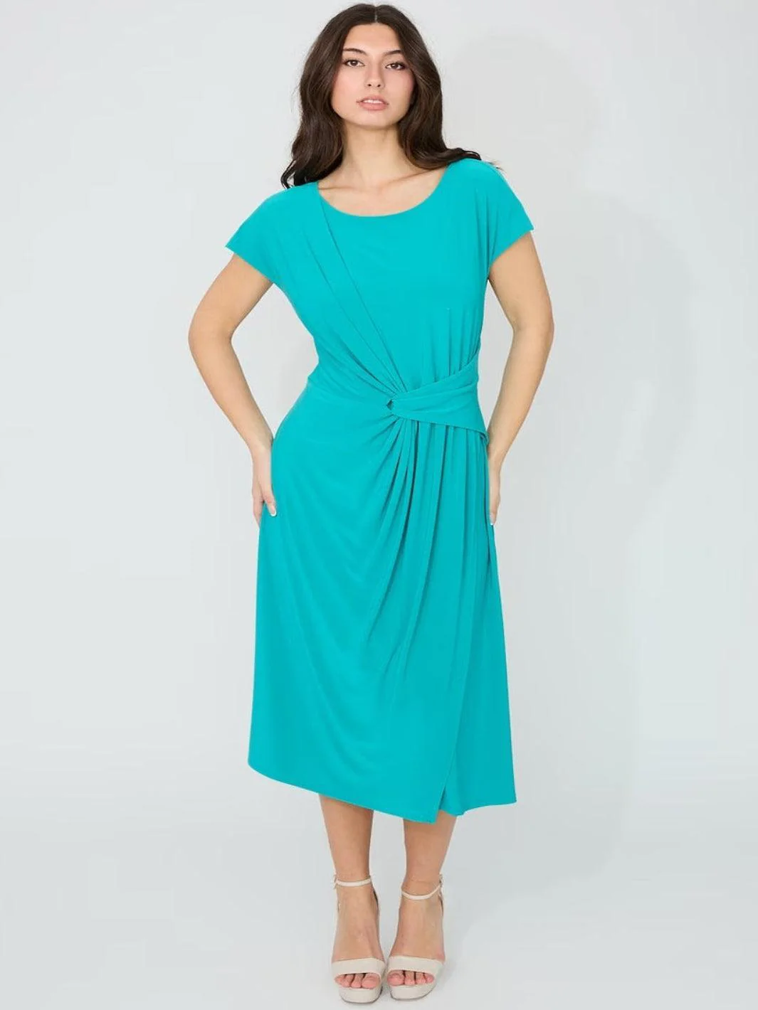 Joseph Ribkoff Ruched Midi Dress In Oceanic 261146