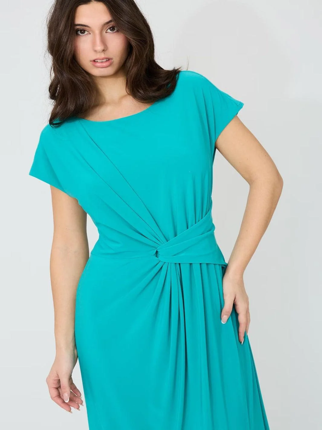 Joseph Ribkoff Ruched Midi Dress In Oceanic 261146 - Image 2