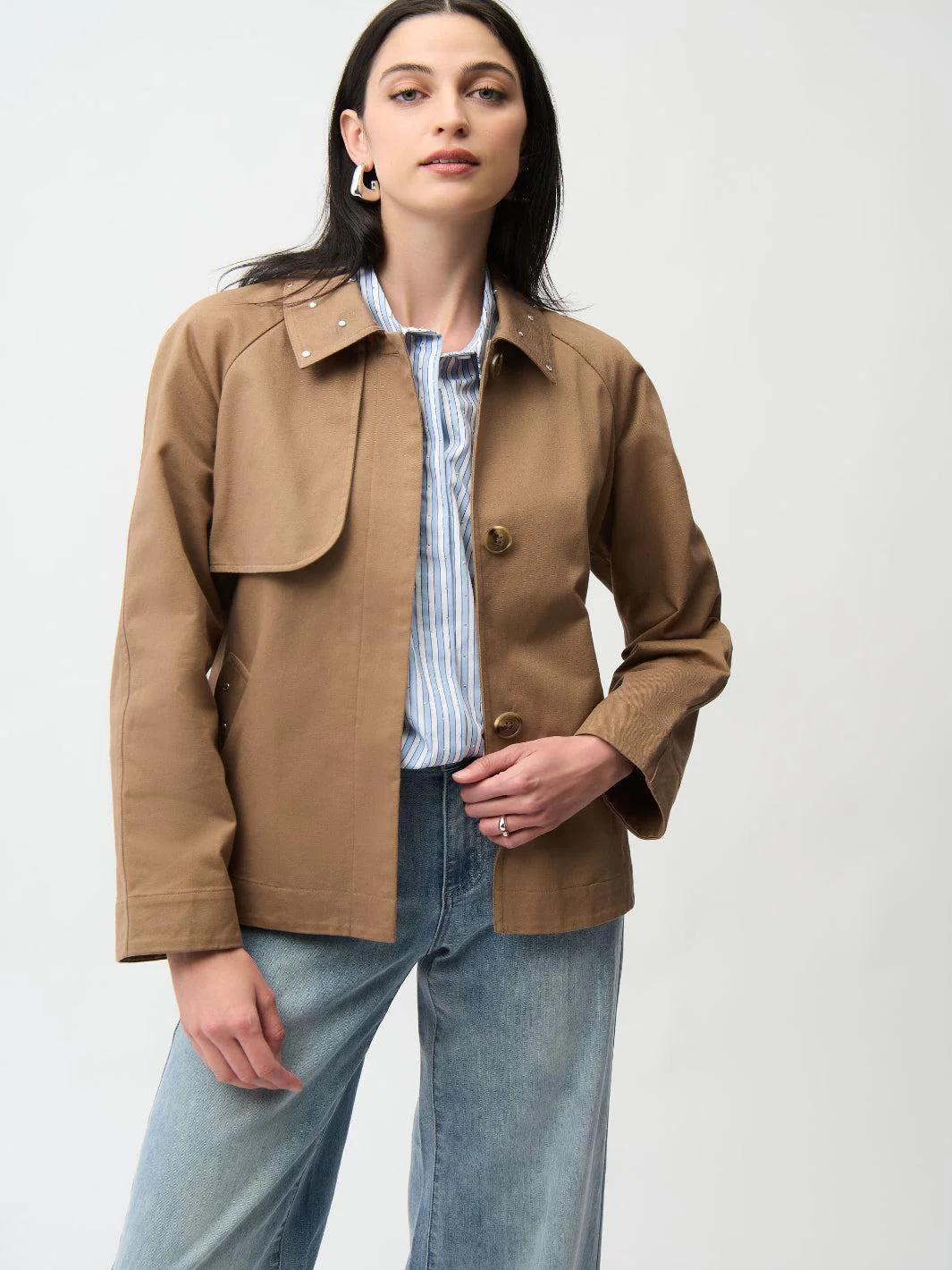 Joseph Ribkoff Short Trench Coat In Beige 261907 - Image 2