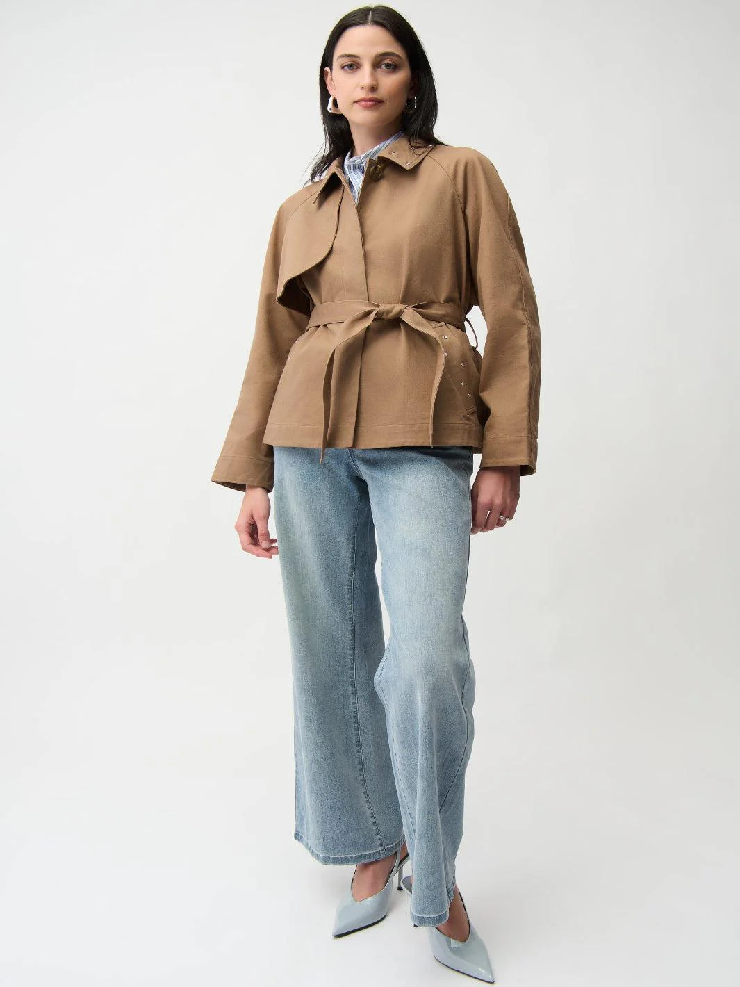 Joseph Ribkoff Short Trench Coat In Beige 261907 - Image 3