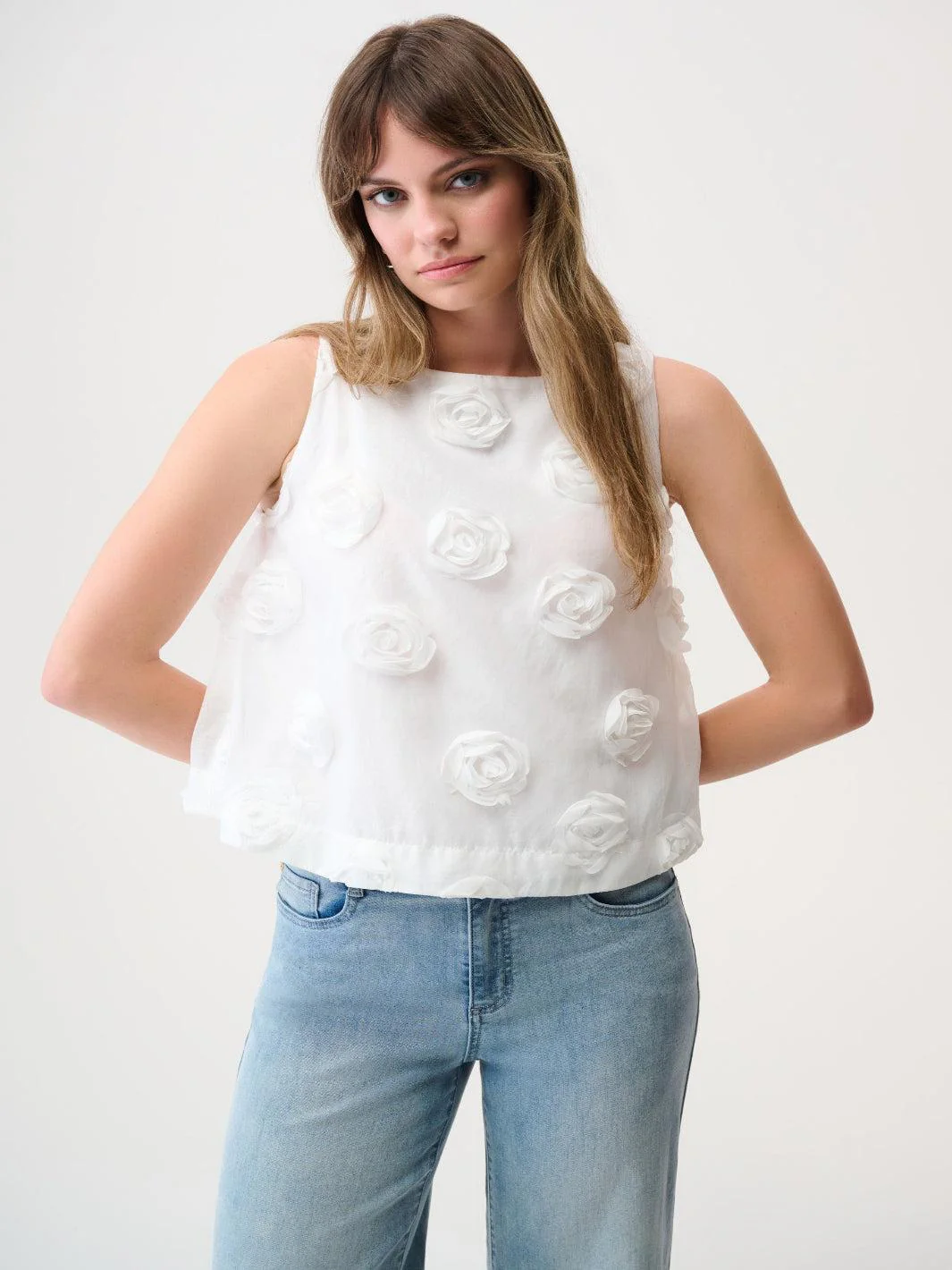 Joseph Ribkoff Sleeveless 3D Top In Off White 261220 - Image 2