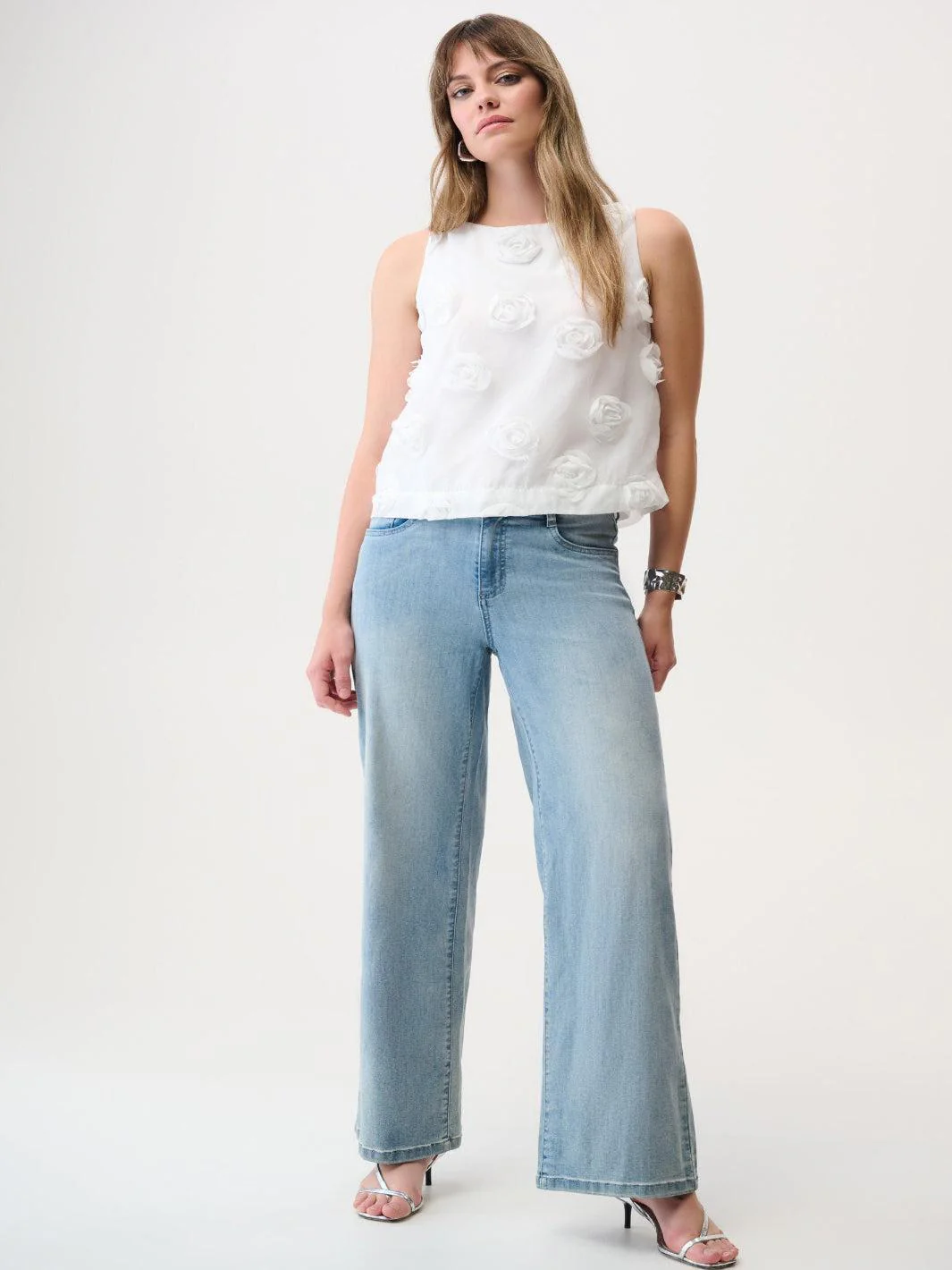 Joseph Ribkoff Sleeveless 3D Top In Off White 261220 - Image 3