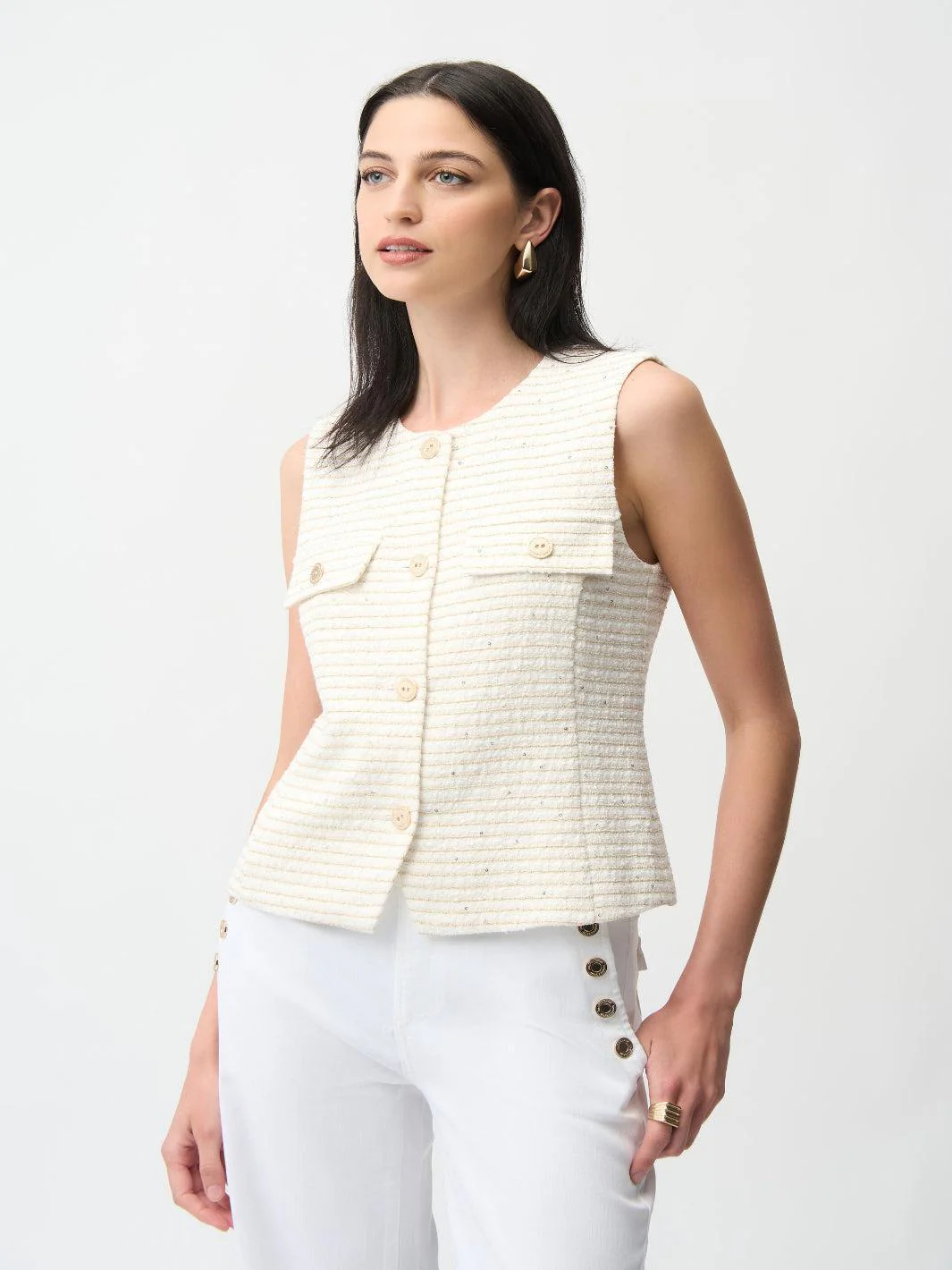 Joseph Ribkoff Sleeveless Top In Off White/Gold 261113