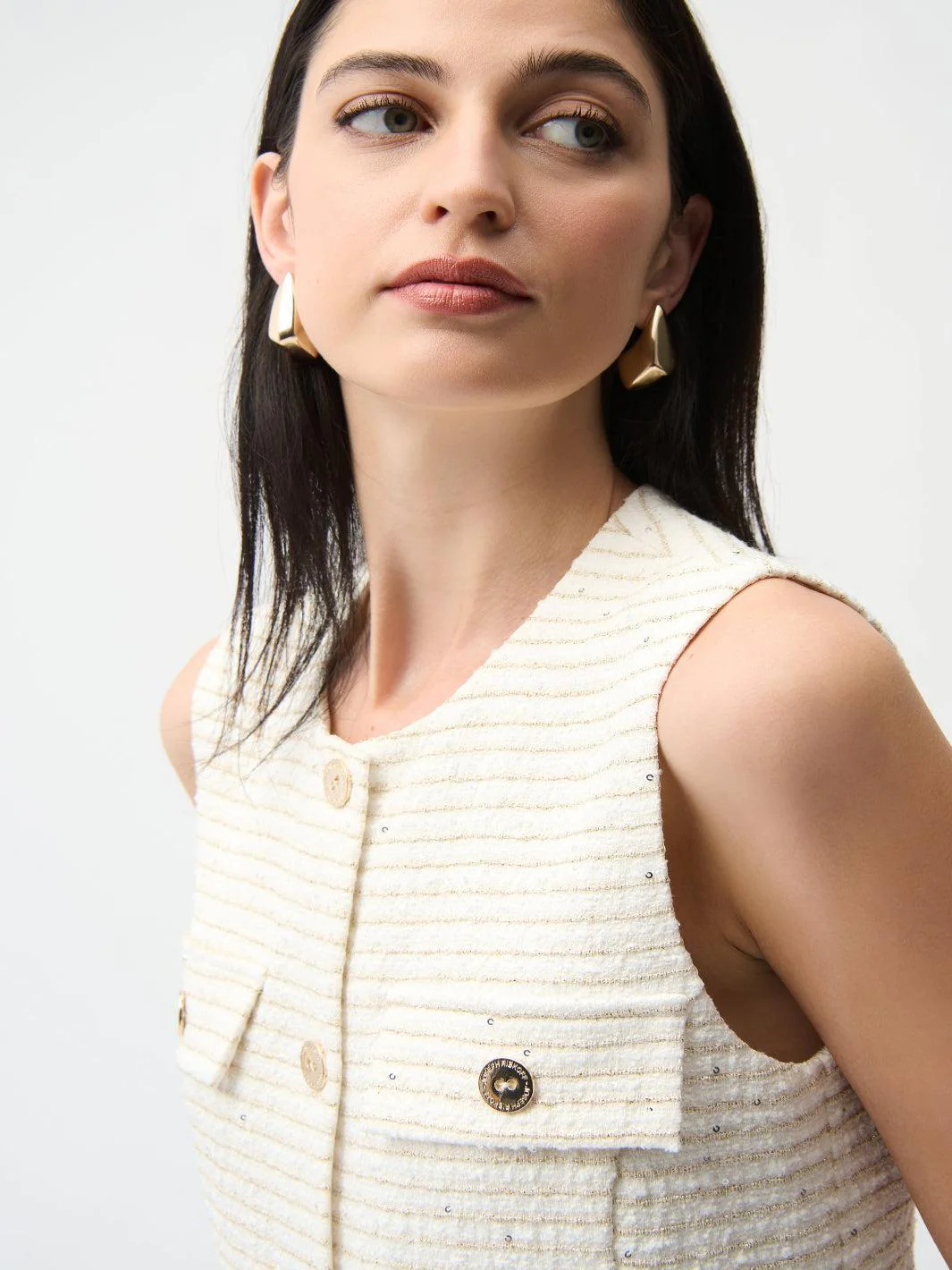 Joseph Ribkoff Sleeveless Top In Off White/Gold 261113 - Image 4