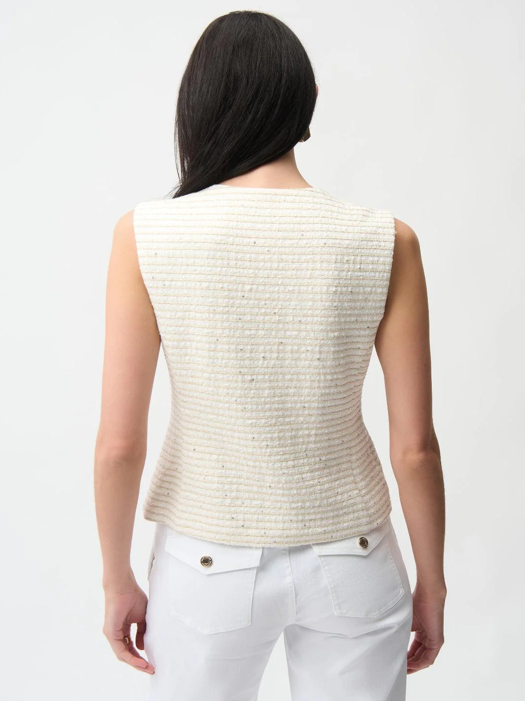 Joseph Ribkoff Sleeveless Top In Off White/Gold 261113 - Image 5