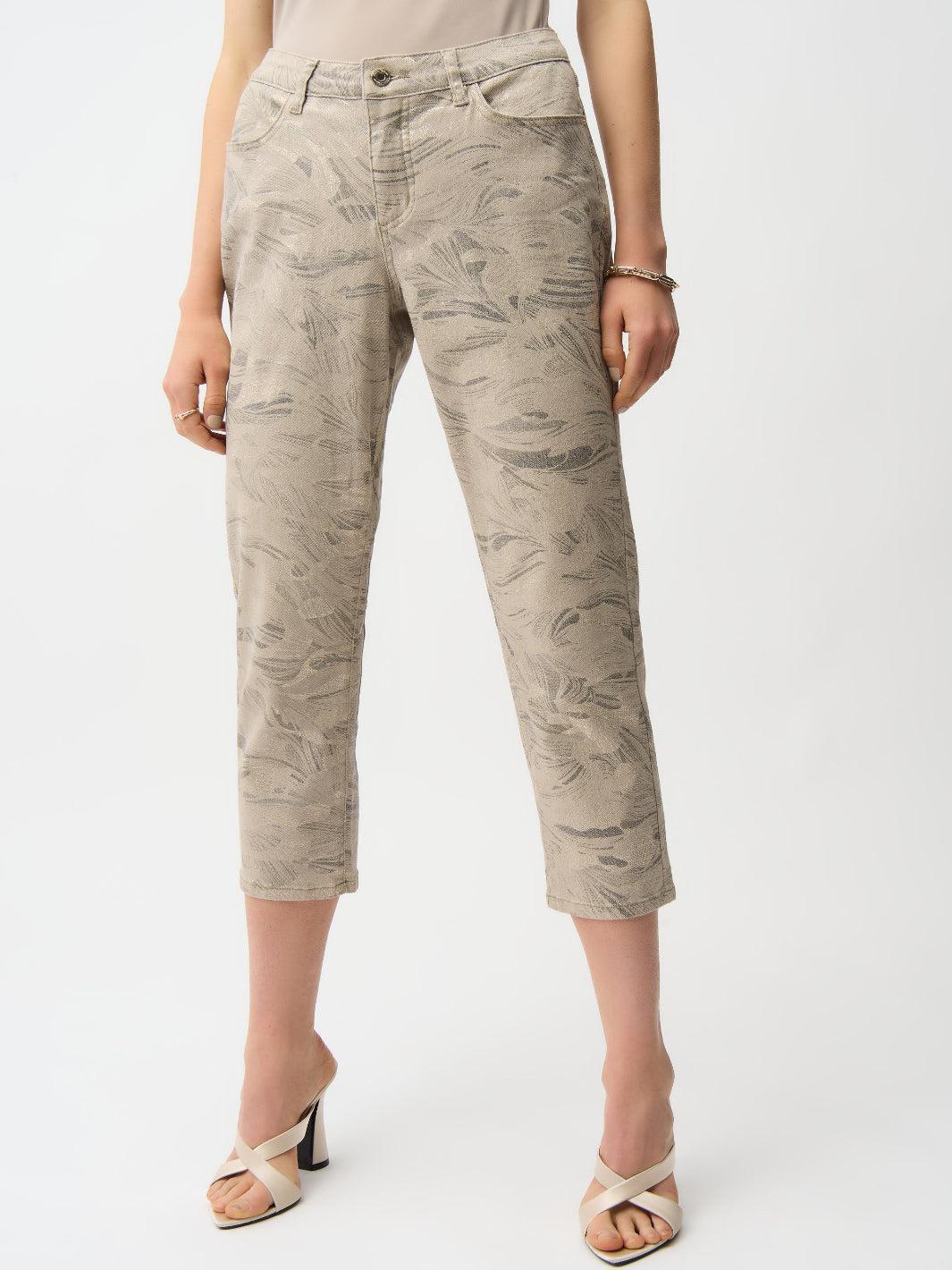 Joseph Ribkoff Slim Cropped Jeans In Taupe/Gold 261959 - Image 2