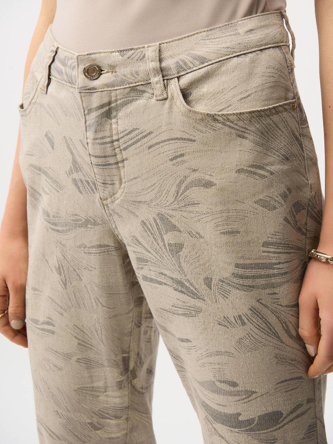 Joseph Ribkoff Slim Cropped Jeans In Taupe/Gold 261959 - Image 3