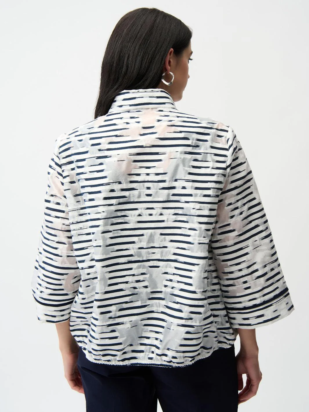 Joseph Ribkoff Striped Jacket In Off White/Navy 261094 - Image 5