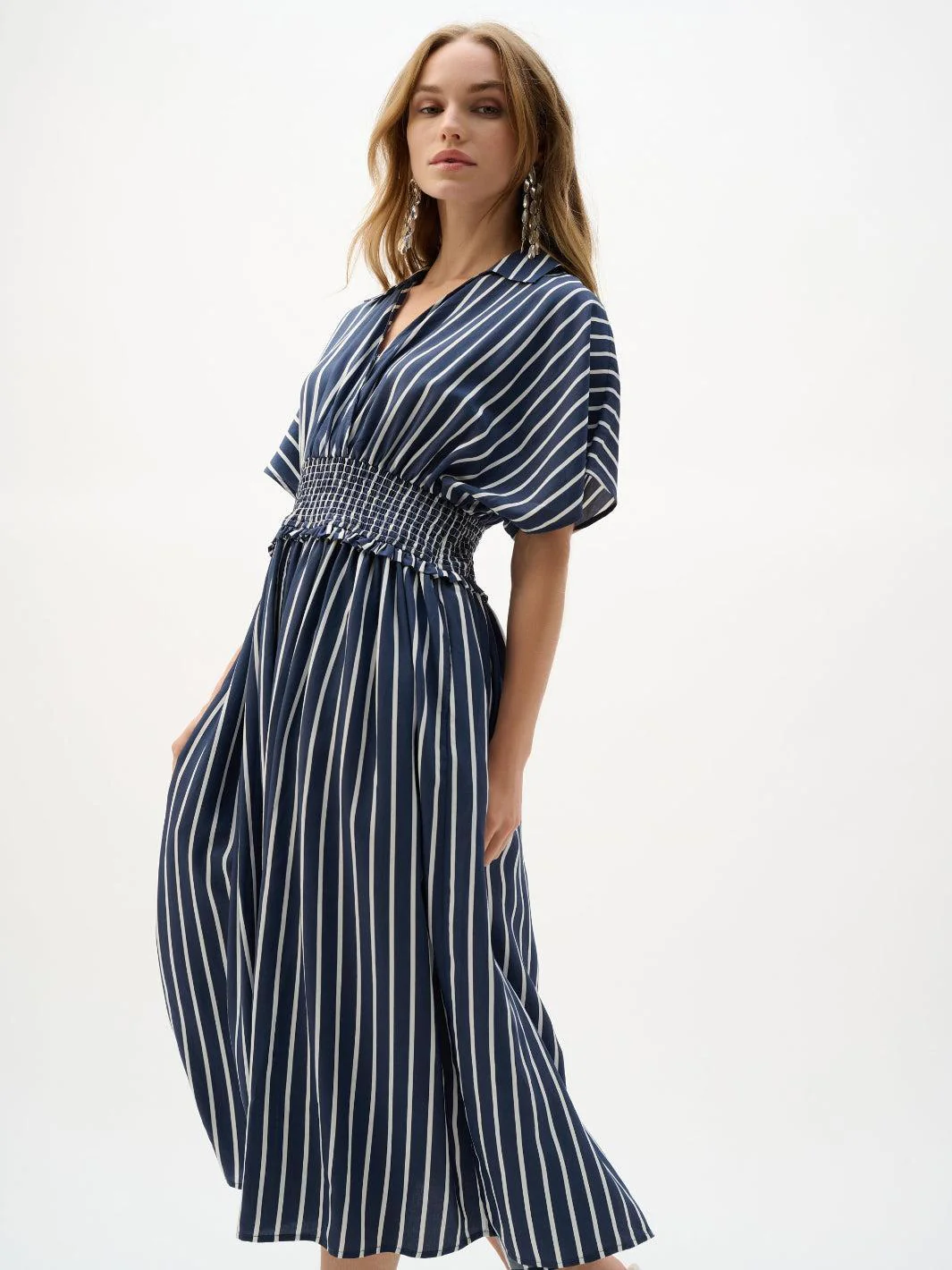 Joseph Ribkoff Striped Midi Dress In Blue/White 262912 - Image 4