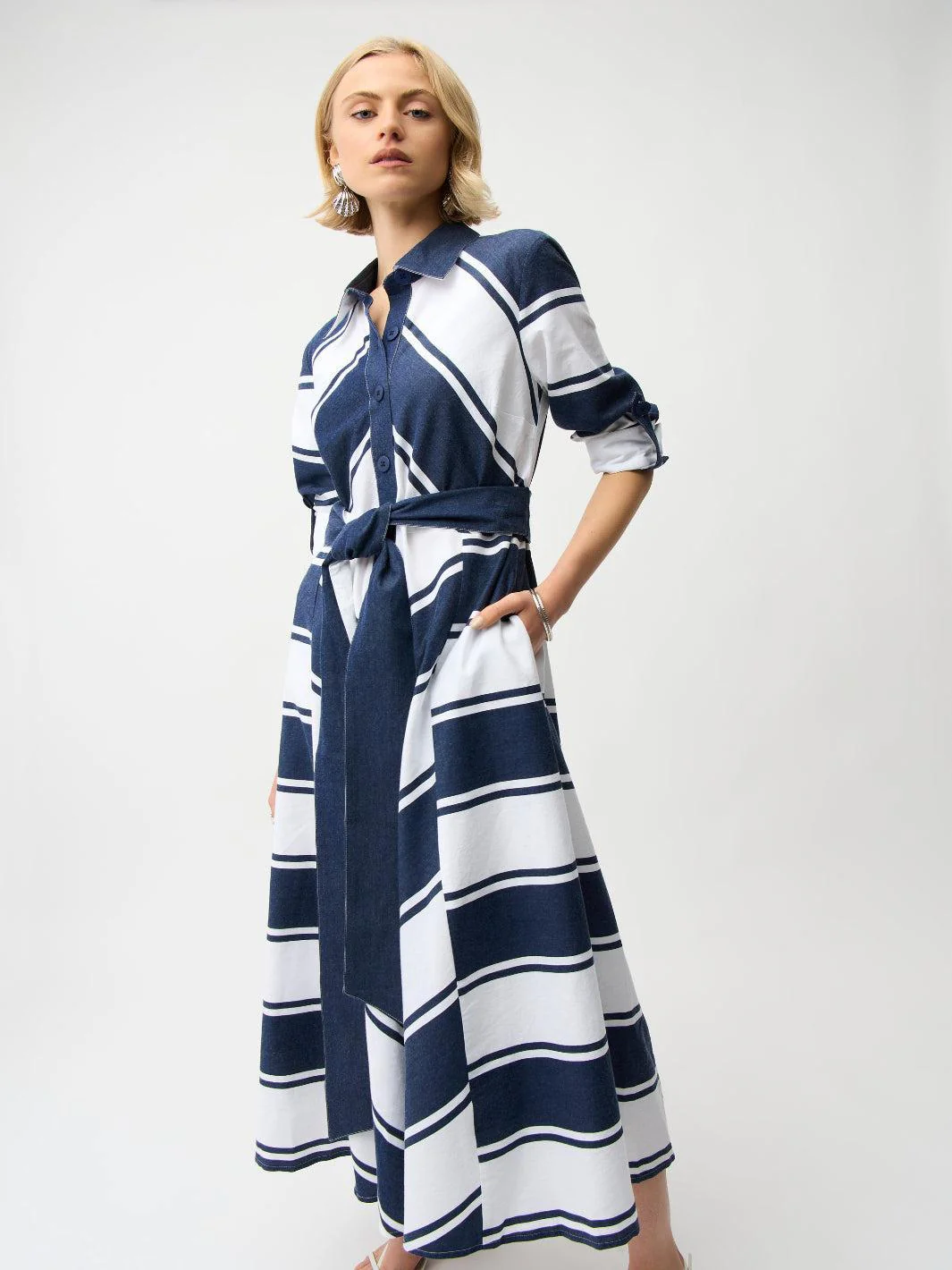 Joseph Ribkoff Striped Midi Dress Style 261936 - Image 2