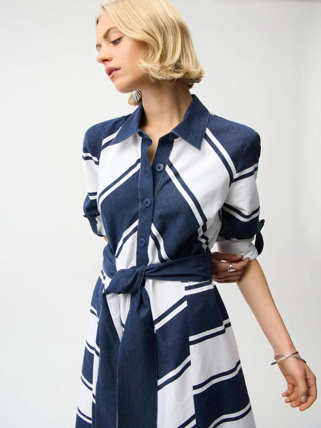 Joseph Ribkoff Striped Midi Dress Style 261936 - Image 3