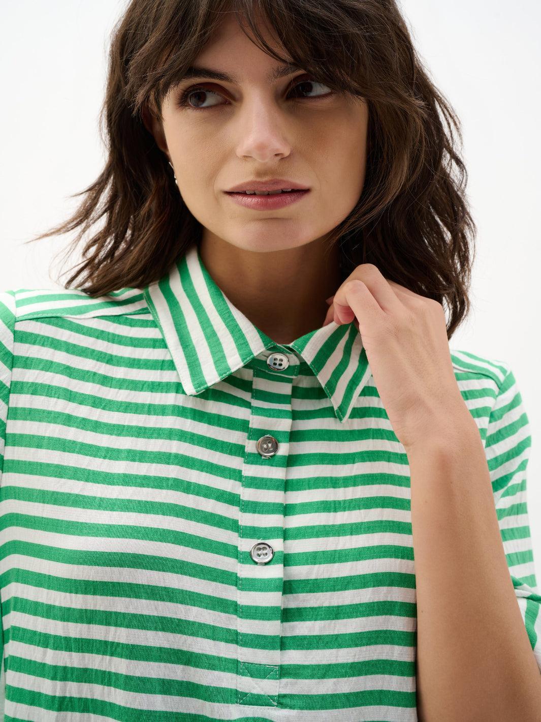 Joseph Ribkoff Striped Mini Dress In Green/Vanilla 262175 - Image 3