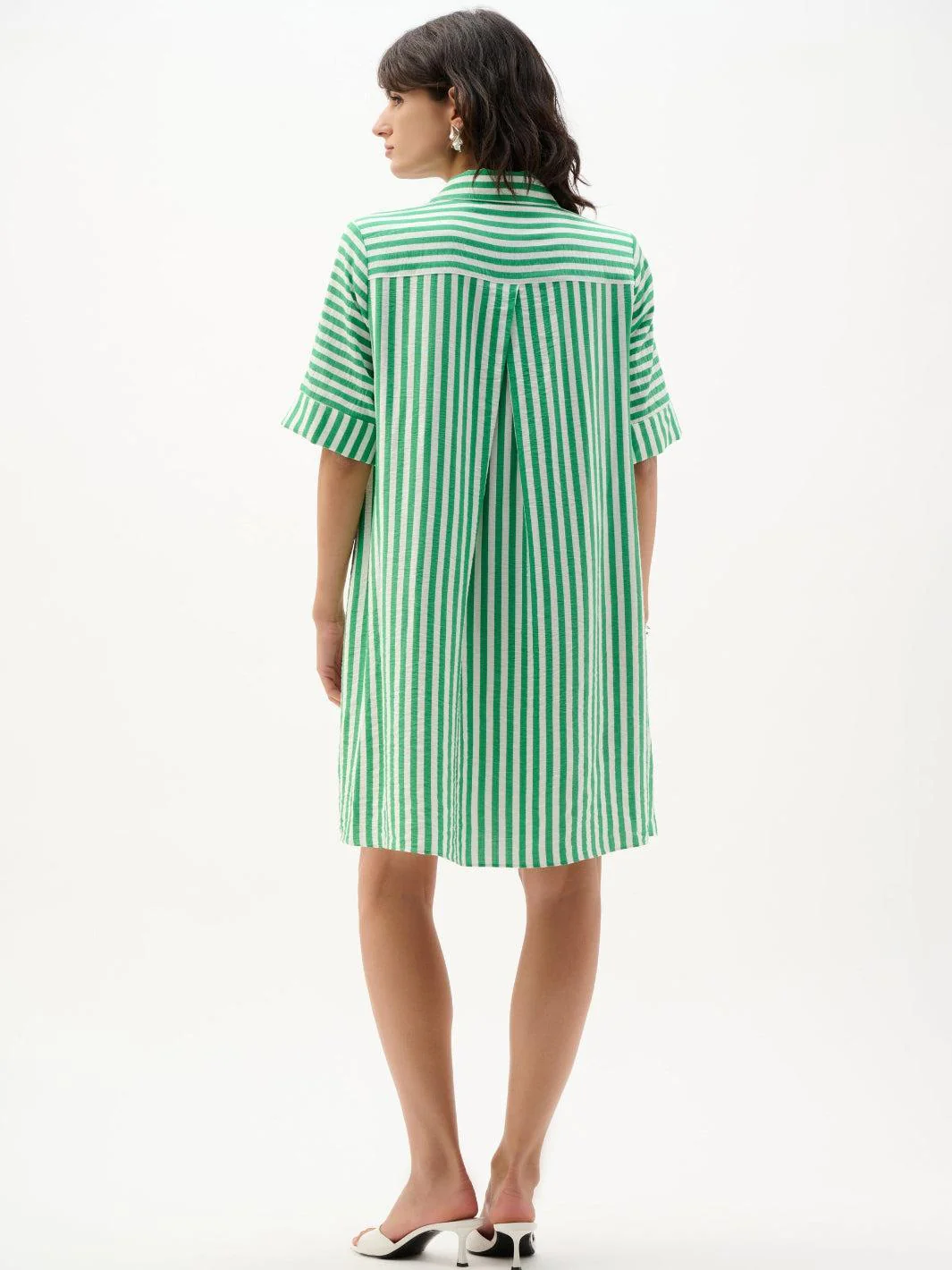 Joseph Ribkoff Striped Mini Dress In Green/Vanilla 262175 - Image 4