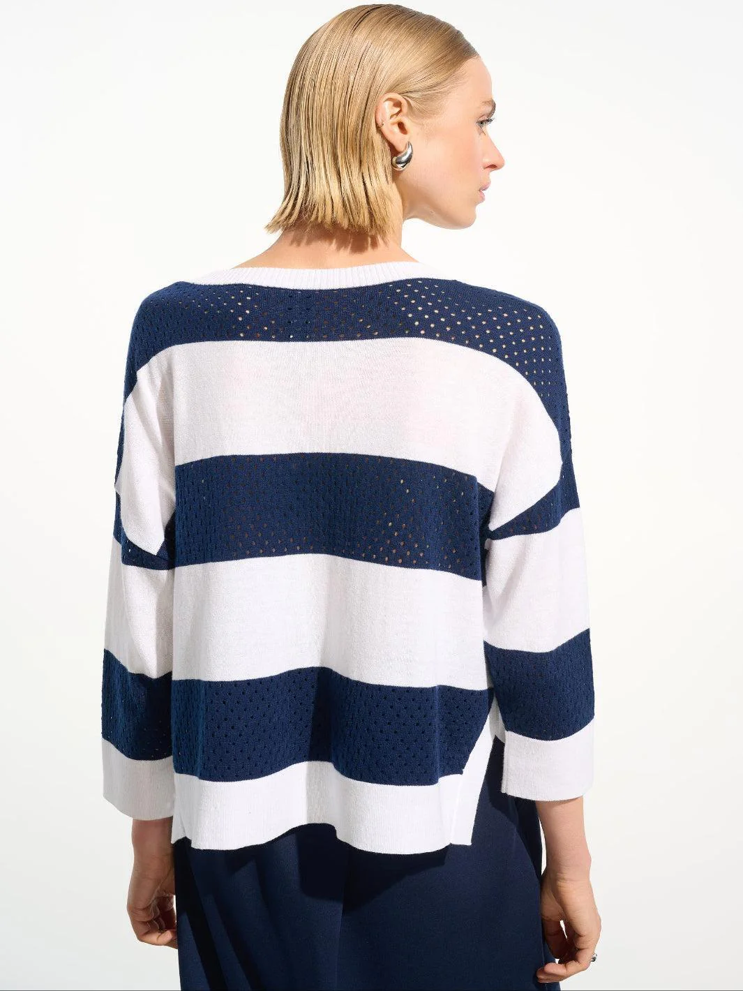 Joseph Ribkoff Striped Top In Vanilla/Indigo 261635 - Image 4