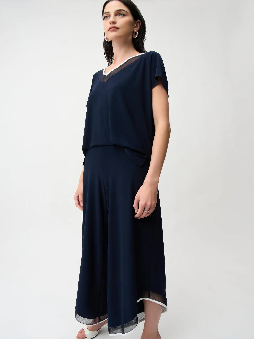 Joseph Ribkoff V-neck Jumpsuit In Midnight Blue/Vanilla 261012 - Image 2