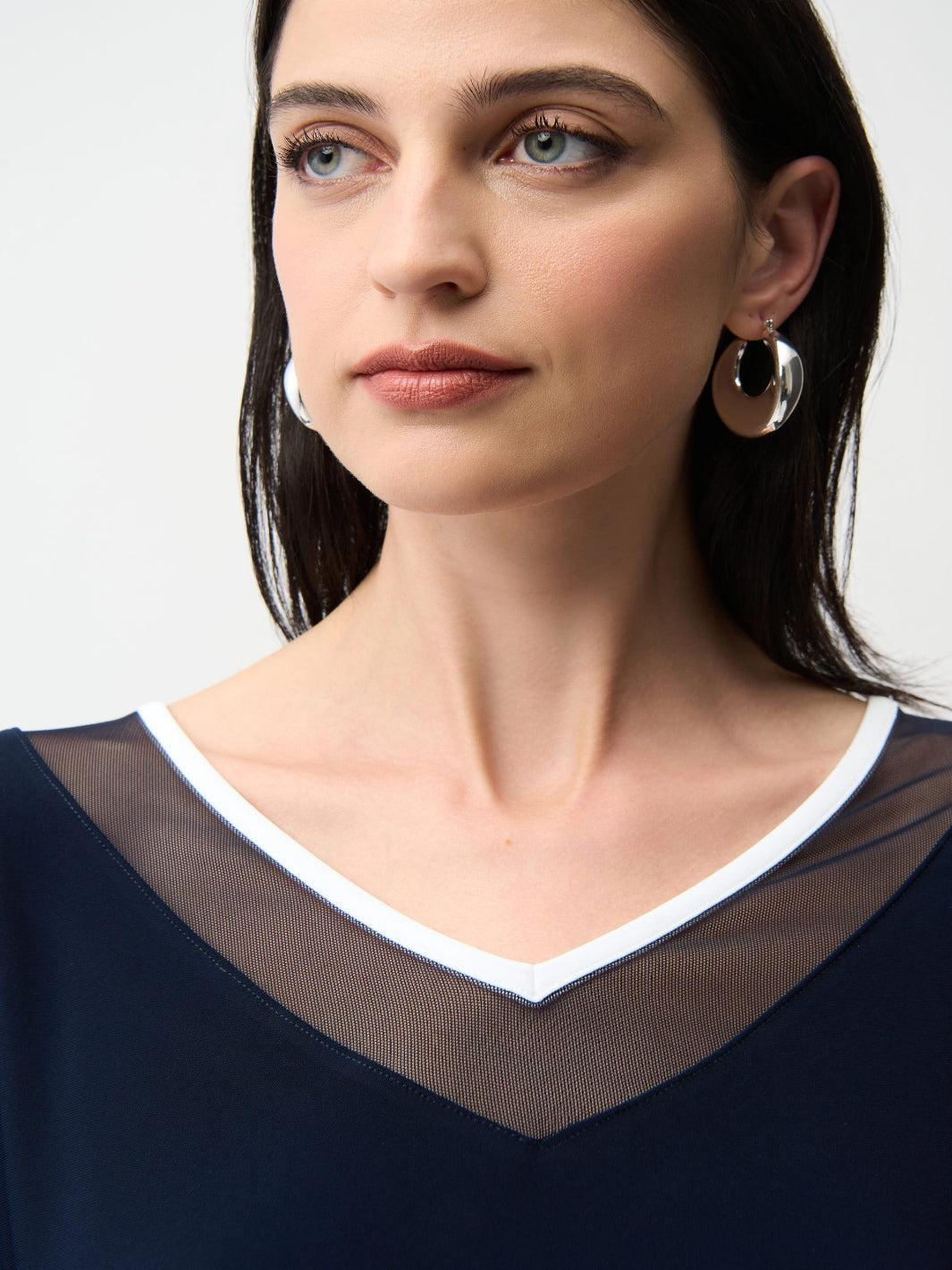 Joseph Ribkoff V-neck Jumpsuit In Midnight Blue/Vanilla 261012 - Image 3