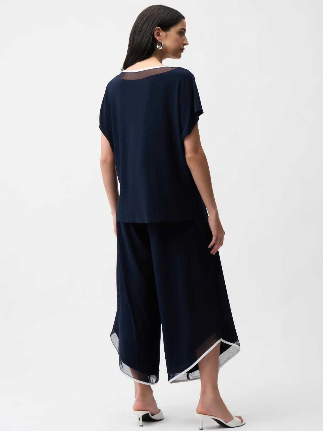 Joseph Ribkoff V-neck Jumpsuit In Midnight Blue/Vanilla 261012 - Image 4