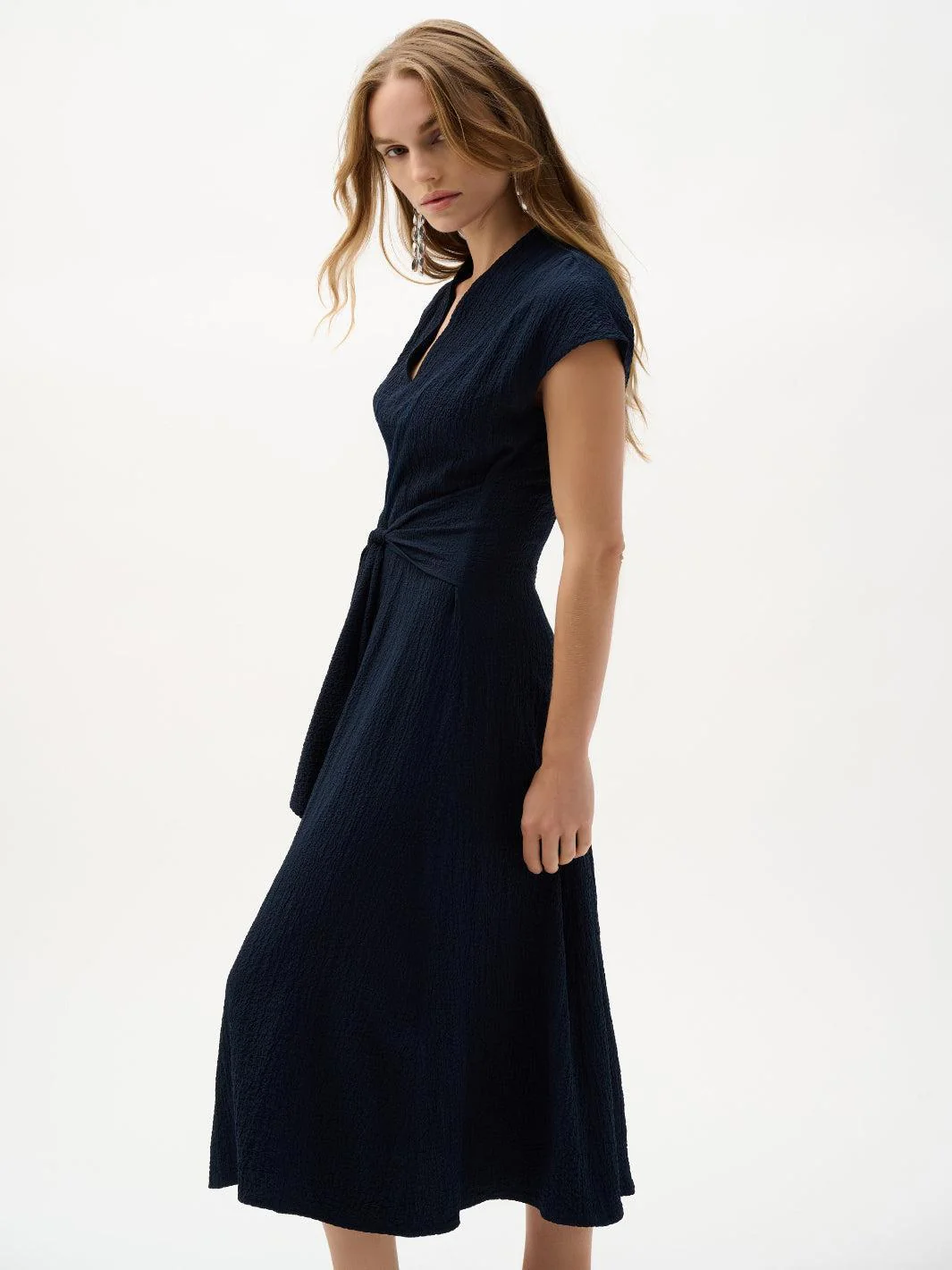 Joseph Ribkoff V-neck Midi Dress Midnight Blue 262026 - Image 2