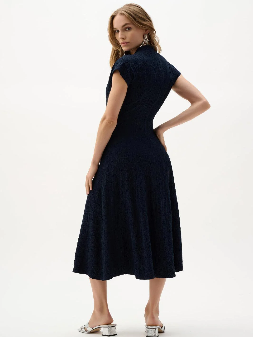 Joseph Ribkoff V-neck Midi Dress Midnight Blue 262026 - Image 4