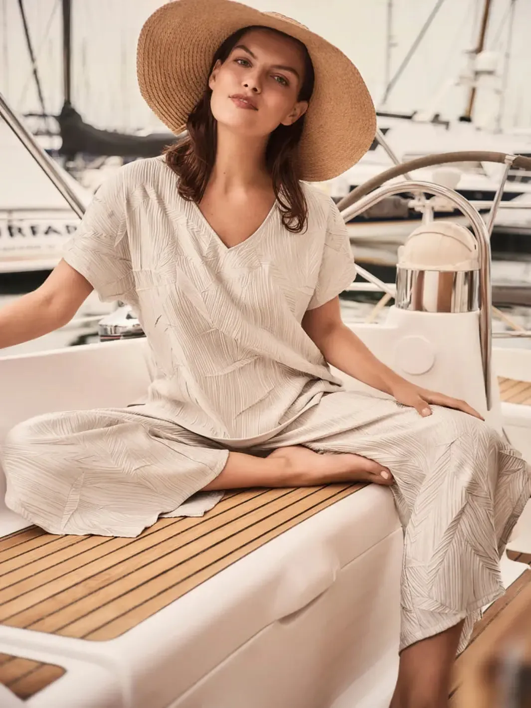 Joseph Ribkoff V-neck Relaxed Fit Top In Moonstone 261160