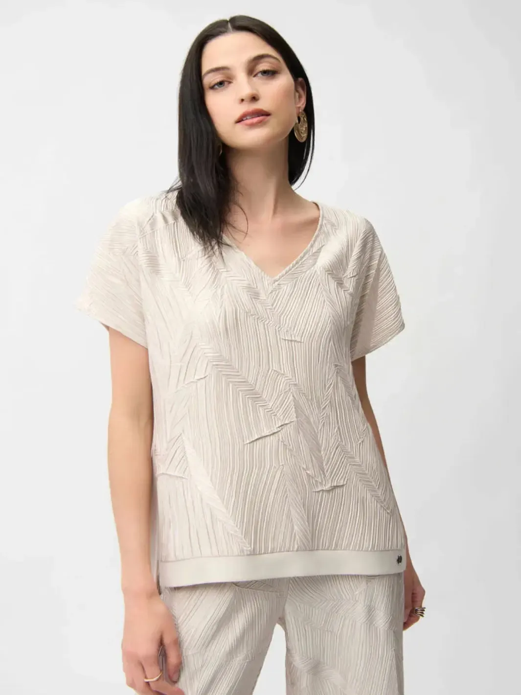 Joseph Ribkoff V-neck Relaxed Fit Top In Moonstone 261160 - Image 2