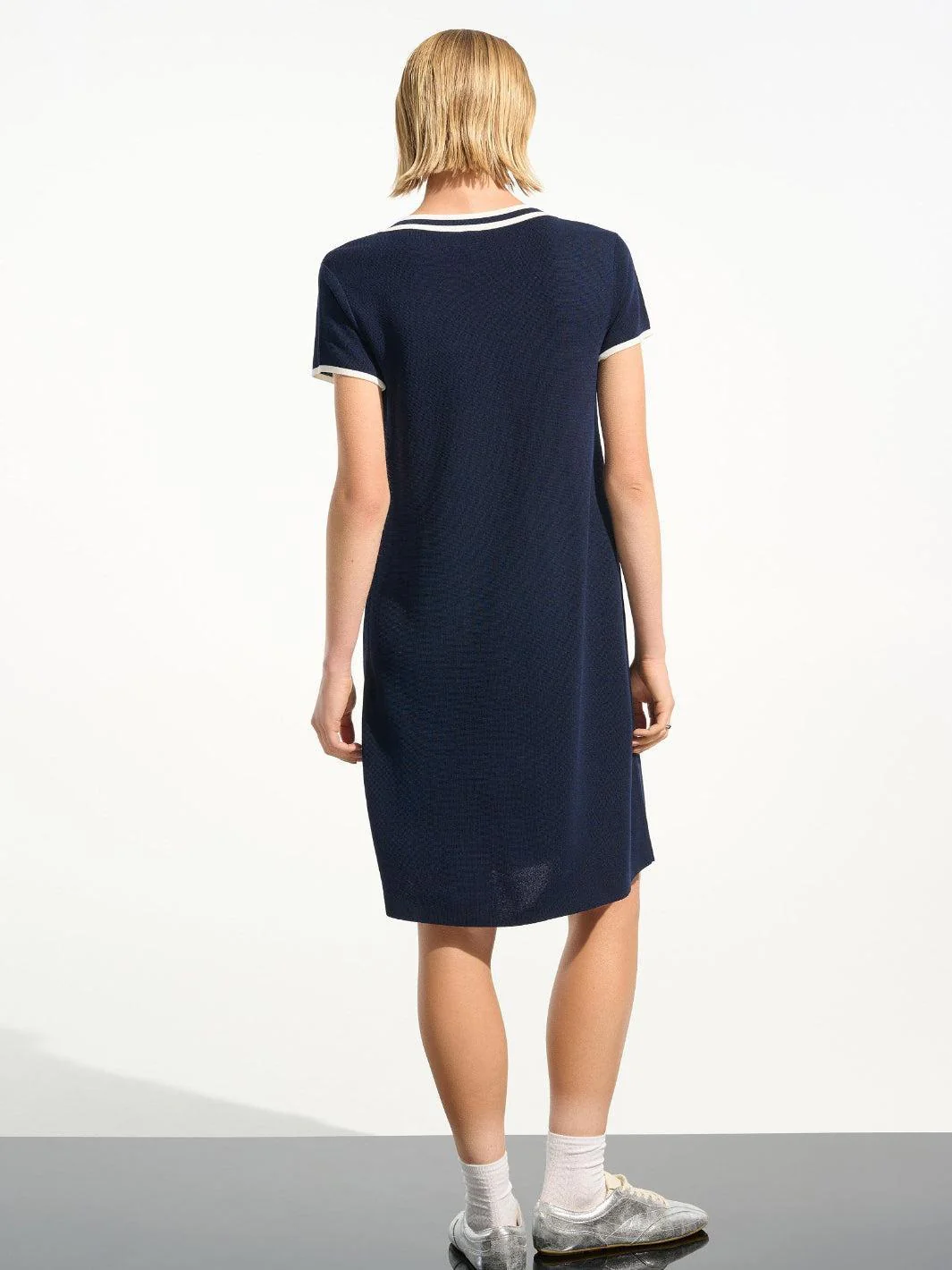 Joseph Ribkoff V-neck Shift Dress In Indigo/Vanilla 261648 - Image 4
