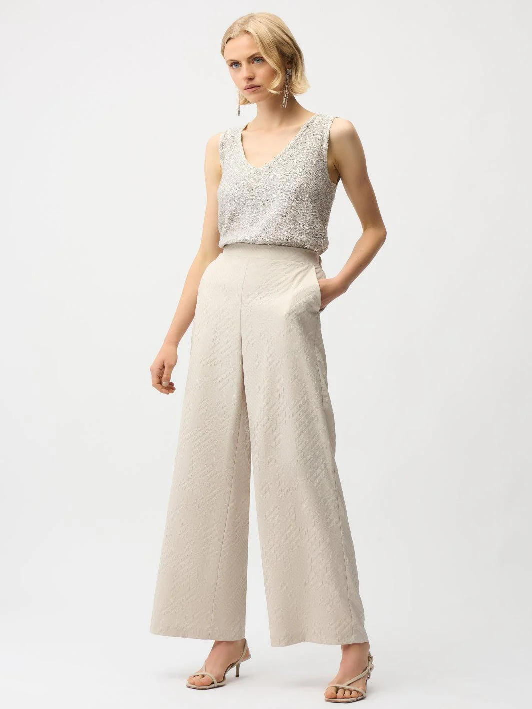 Joseph Ribkoff V-neck Sleeveless Top In Moonstone 261914 - Image 2