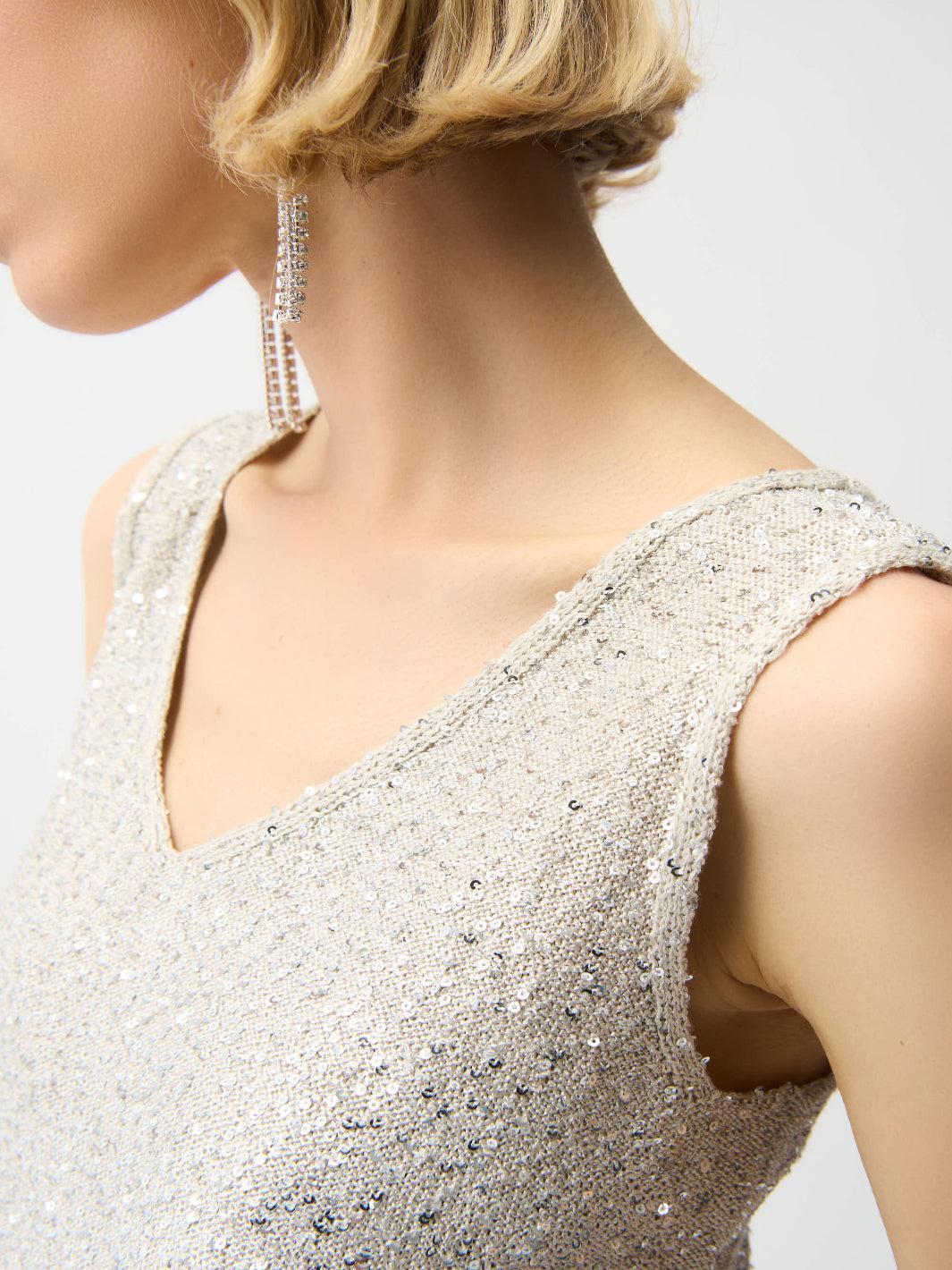 Joseph Ribkoff V-neck Sleeveless Top In Moonstone 261914 - Image 3