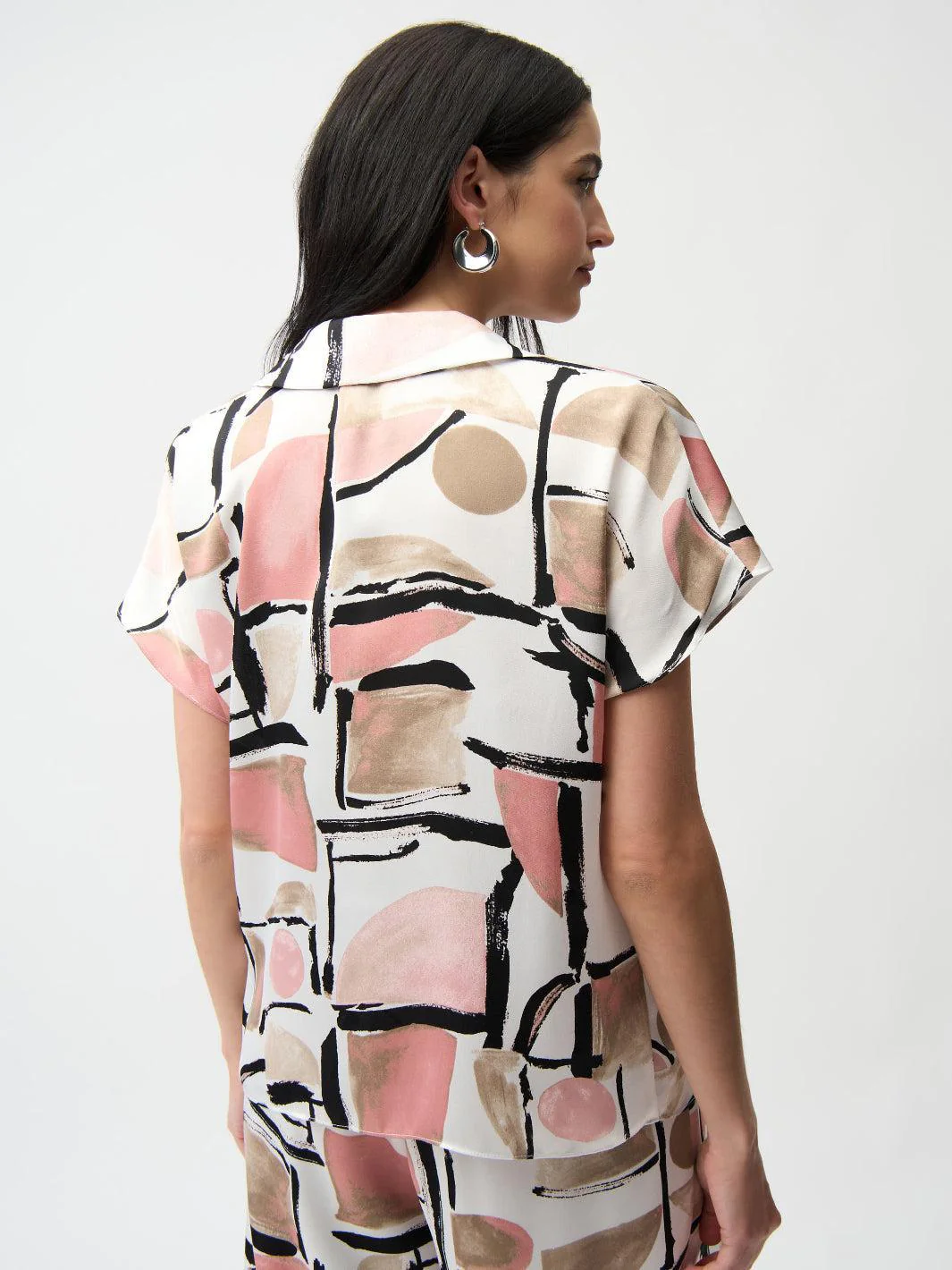 Joseph Ribkoff V-neck Top In Vanilla/Multi 261308 - Image 4
