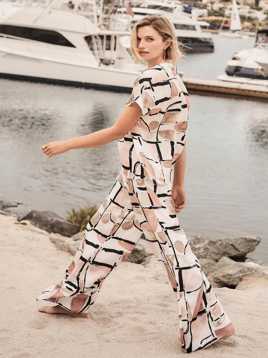 Joseph Ribkoff Wide-leg Abstract Trousers In Vanilla/Multi 261198 - Image 5