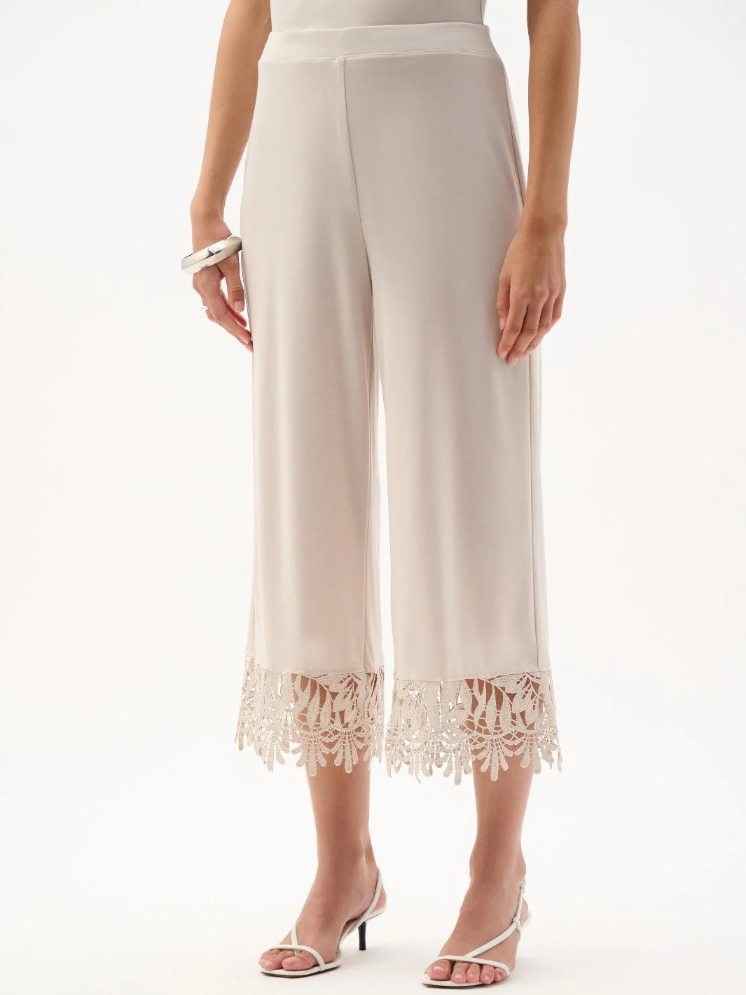 Joseph Ribkoff Wide-leg Cropped Trousers In Moonstone 262095 - Image 2